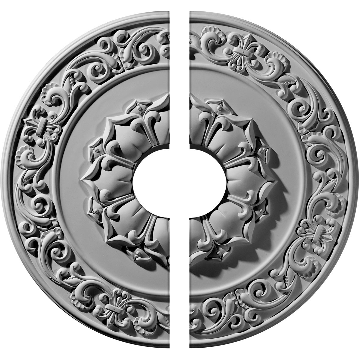 Ekena Millwork CM27SY2-06000 Sydney 27.75-in W x 27.75-in L Architectural White Polyurethane Split Ceiling Medallion