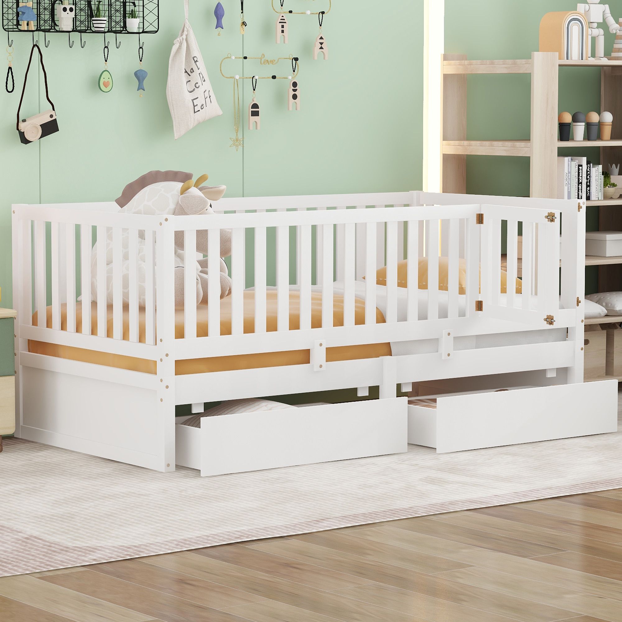Yiekholo Twin White Wood Daybed Storage with Headboard