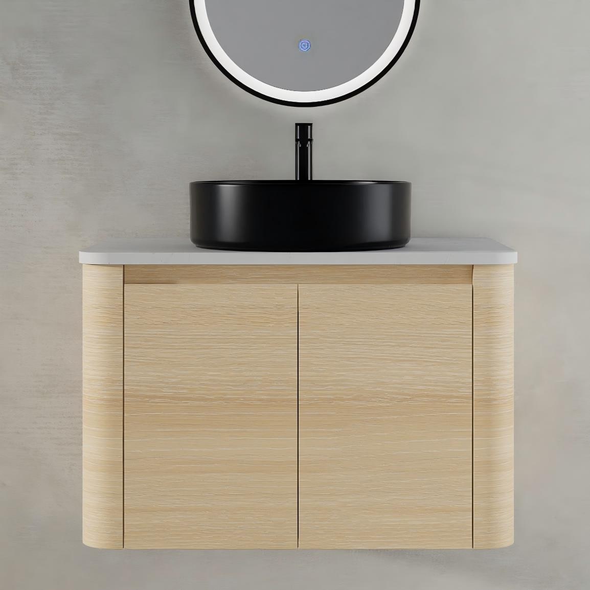 Xspracer 29.5-in American White Oak Finish Single Sink Bathroom Vanity with White Engineered Stone Top
