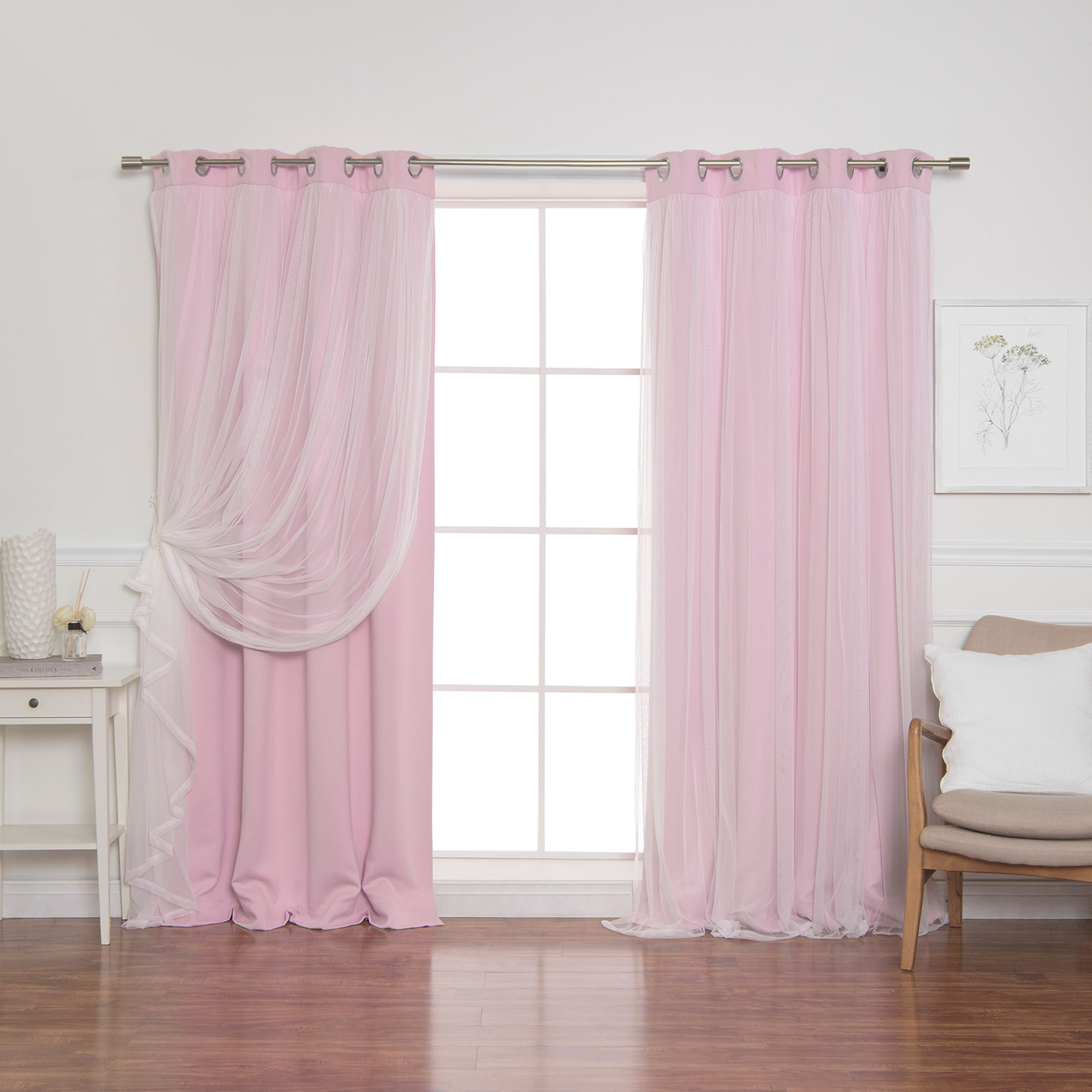 Best Home Fashion 96-in New Pink Blackout Grommet Curtain Panel Pair GR ...