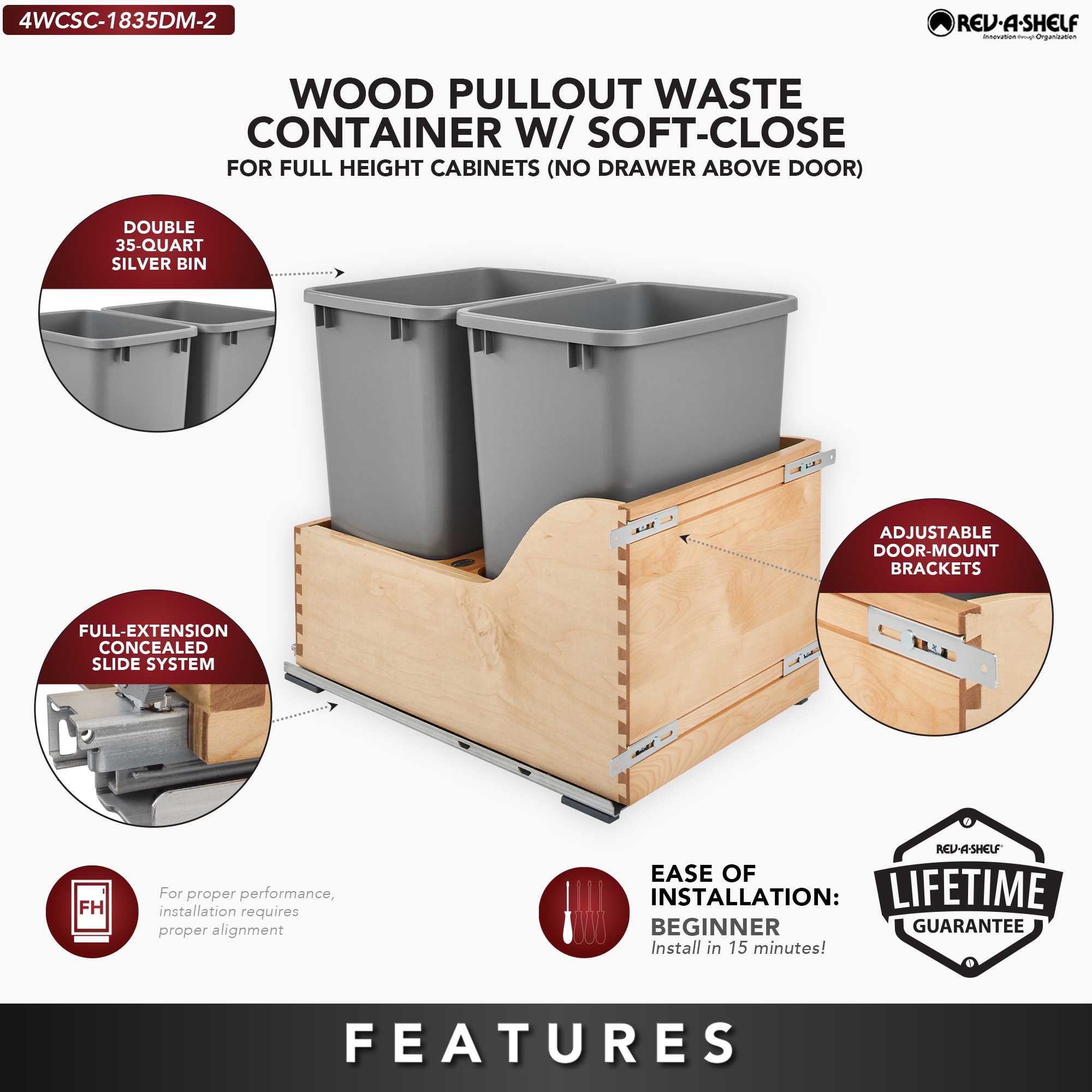 Rev-A-Shelf 152835 Pullout-Trash-Cans - View #3
