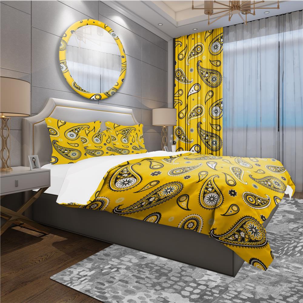 Designart Designart Duvet Covers 3 Piece Yellow And Gold Queen Duvet Cover Set In The Bedding Sets Department At Lowes Com