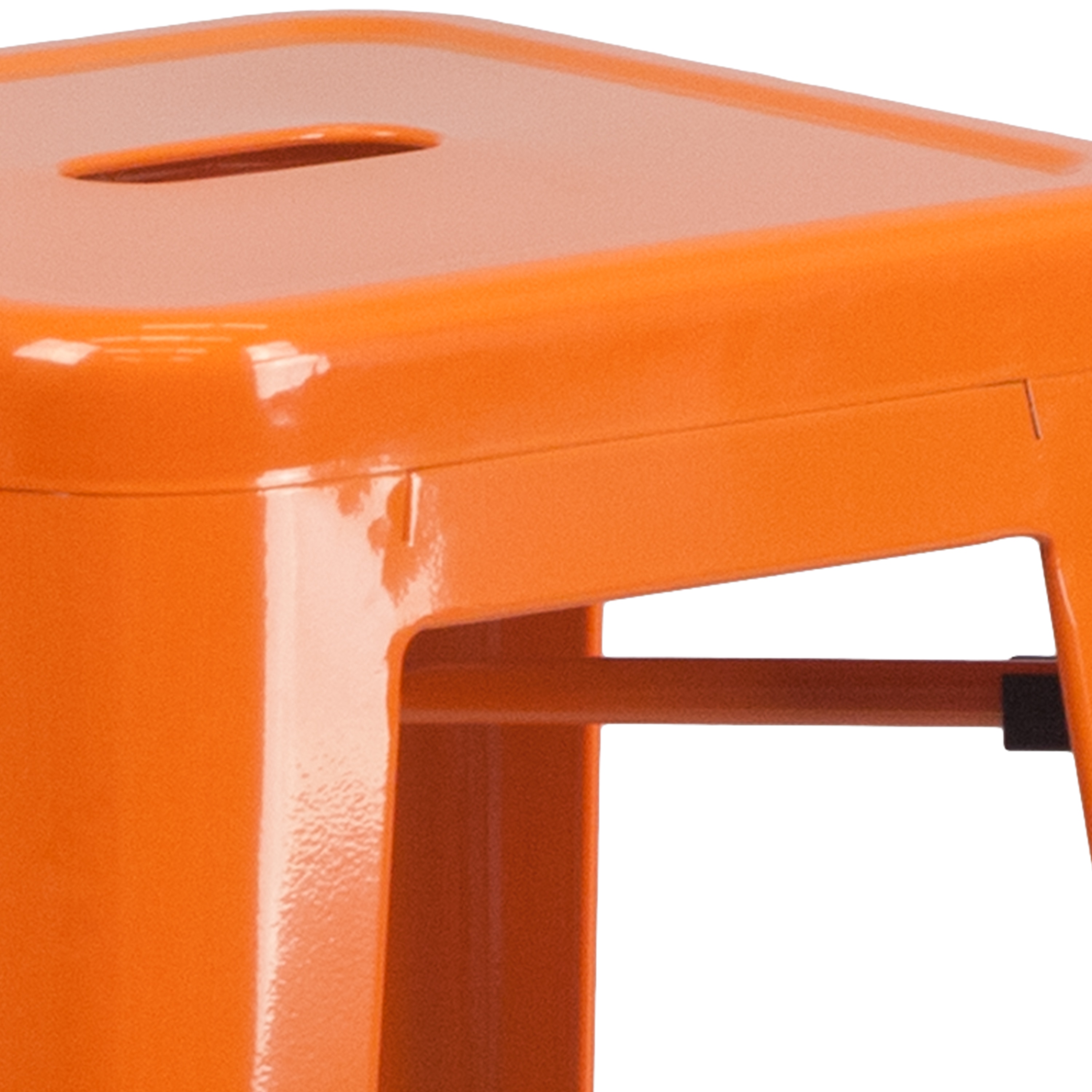 30" High Backless Orange Metal Stackable Barstool