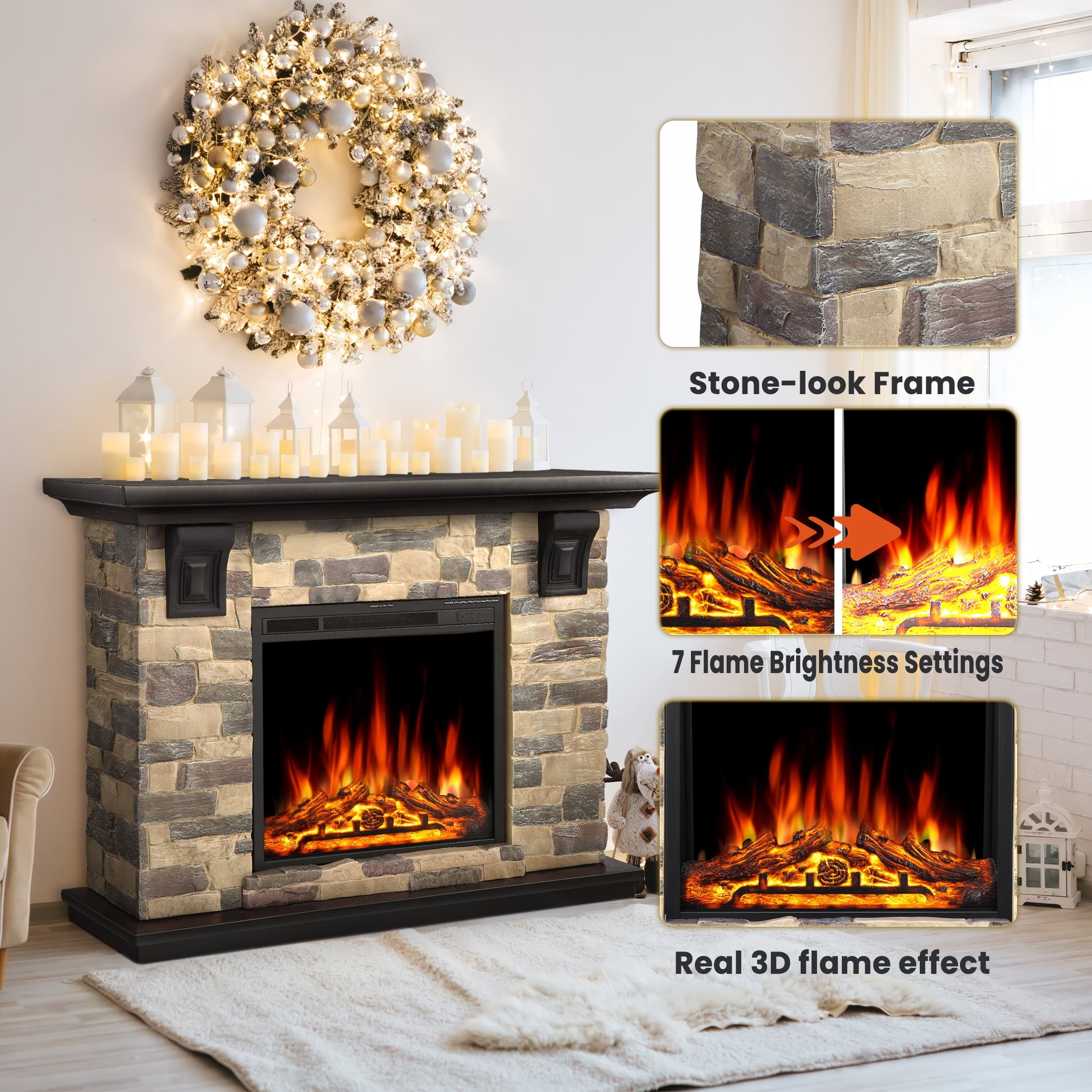 COWSAR LS4926YHM+Y926M Electric-Fireplaces - View #3