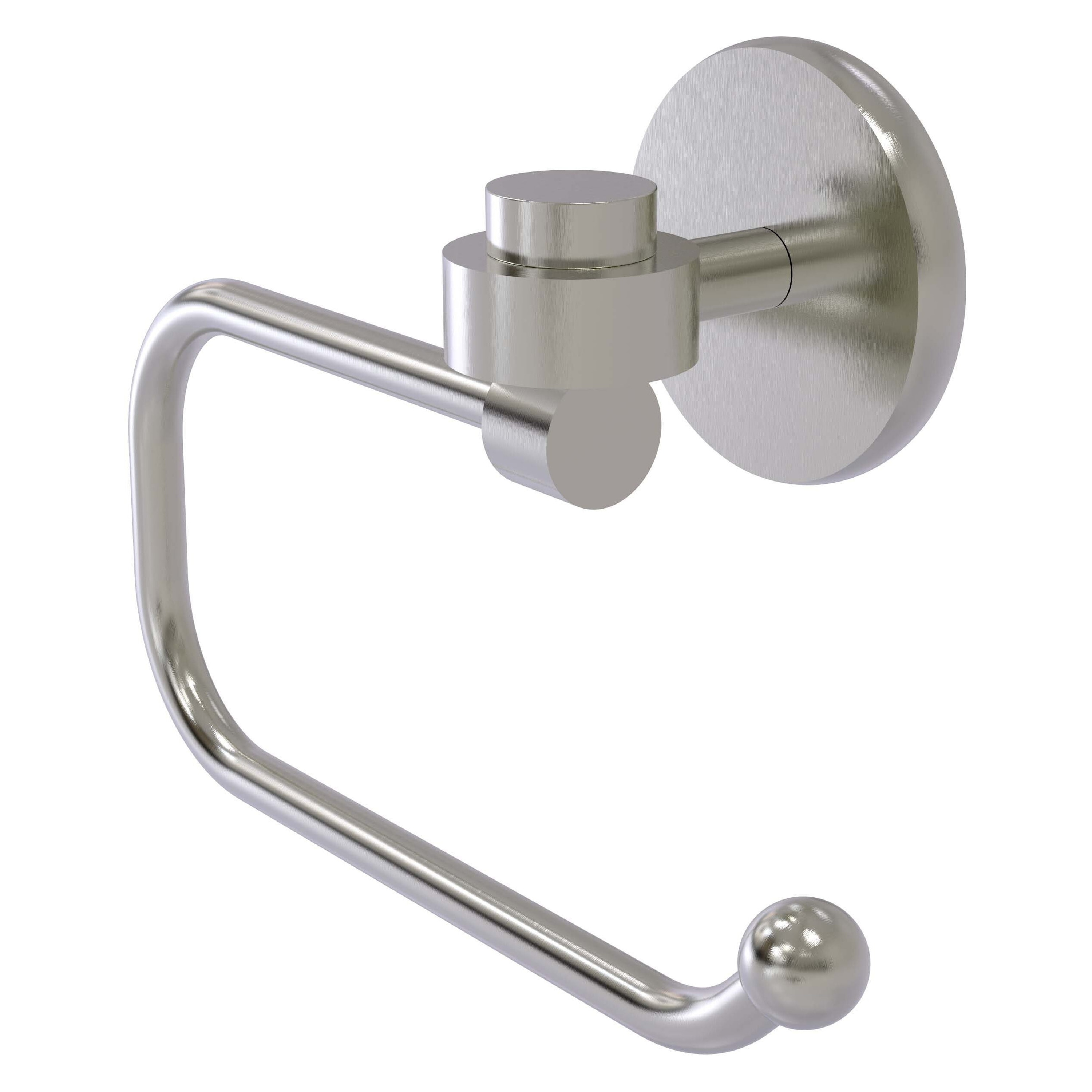 Allied Brass 7124E-SN Satellite Orbit One Satin Nickel Wall mount Single post Toilet Paper Holder 1 -Rolls with Storage