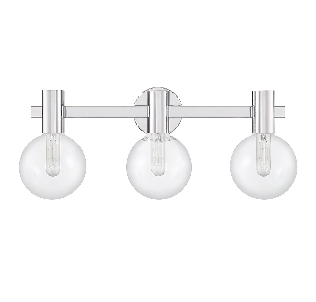 Wright 3-Light Chrome Vanity Light with Clear Glass Shades
