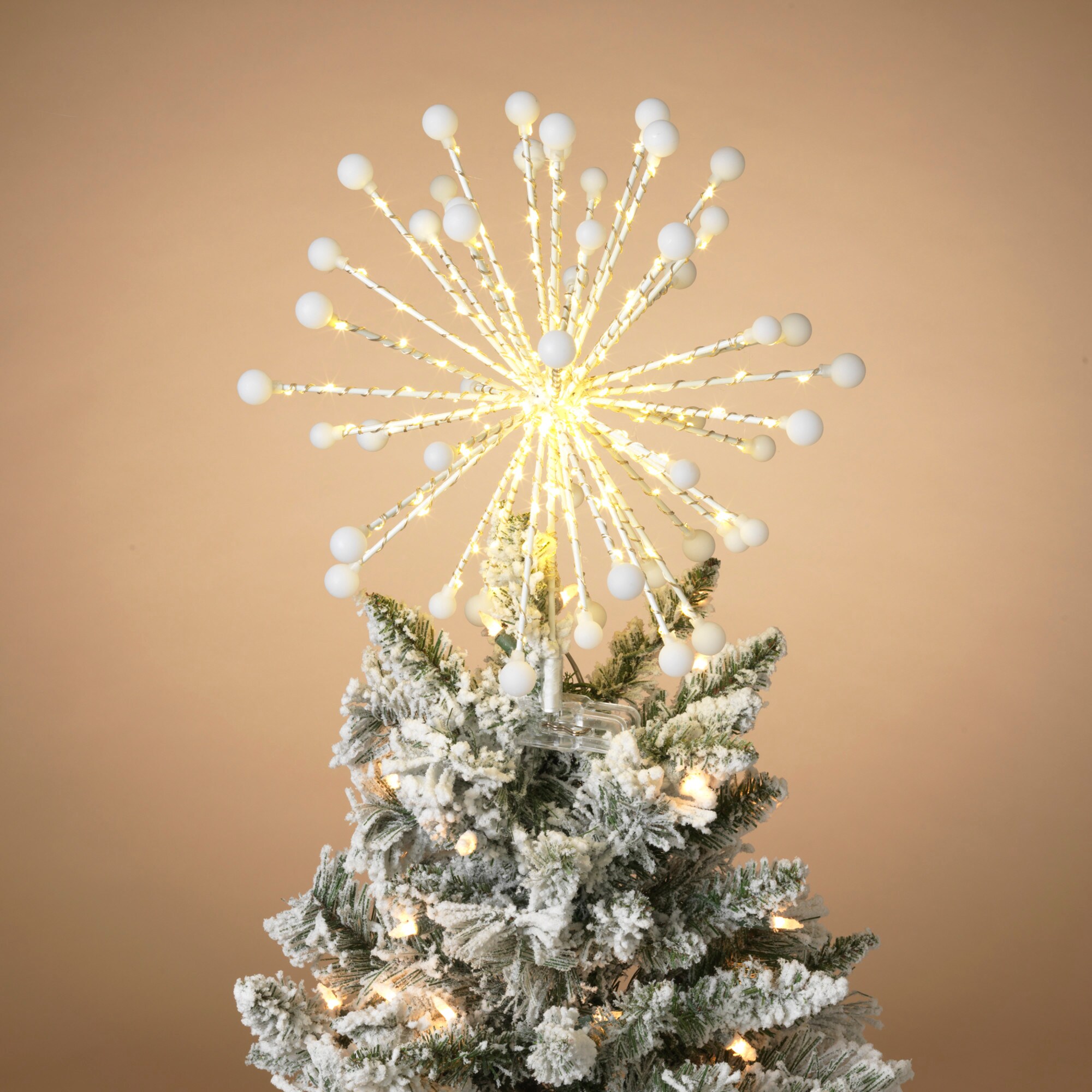 Gerson International 13.78-in Star White Yellow Christmas Tree Topper ...