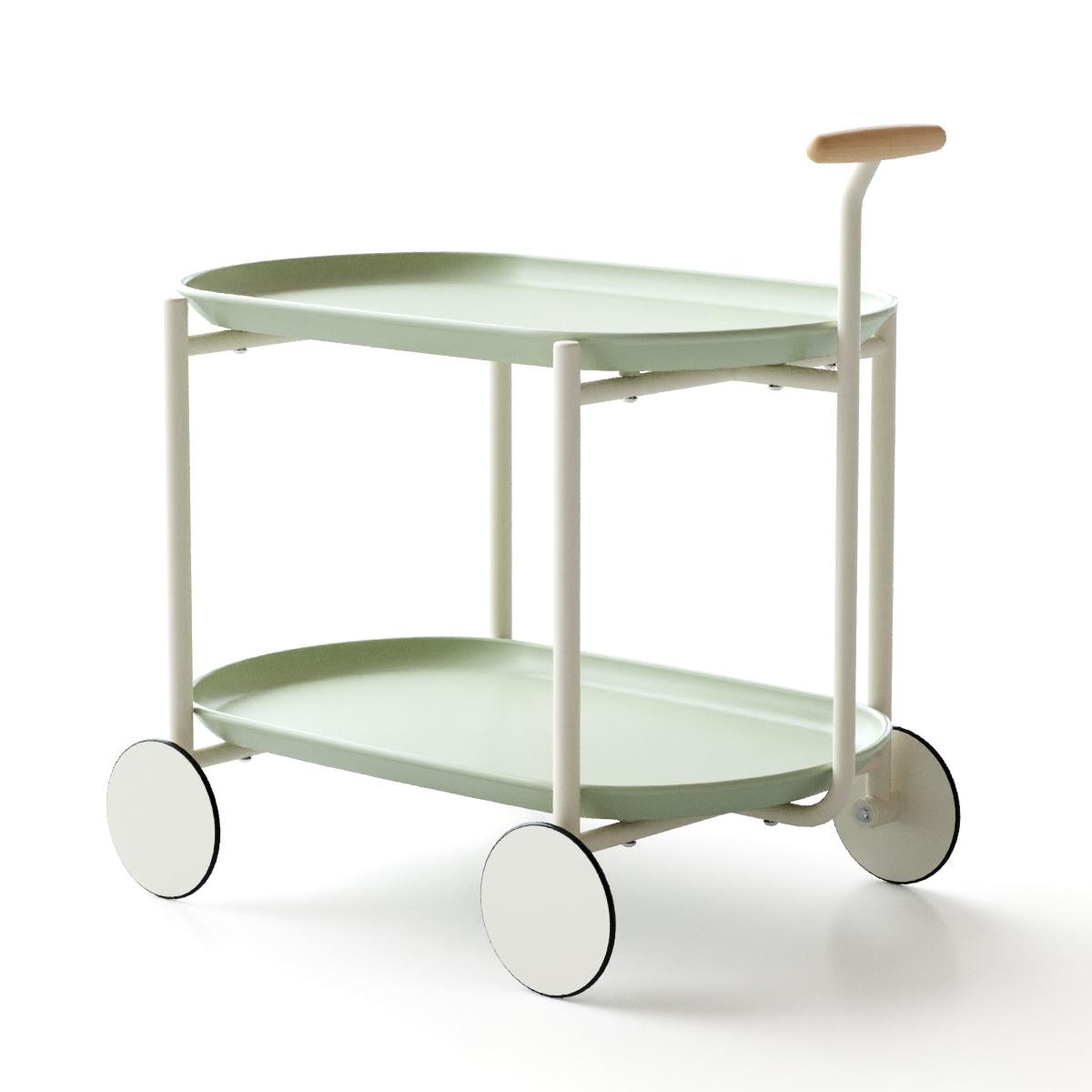 Moon Storage Cart Green Nordic Mobile Trolley Double Storage Shelf