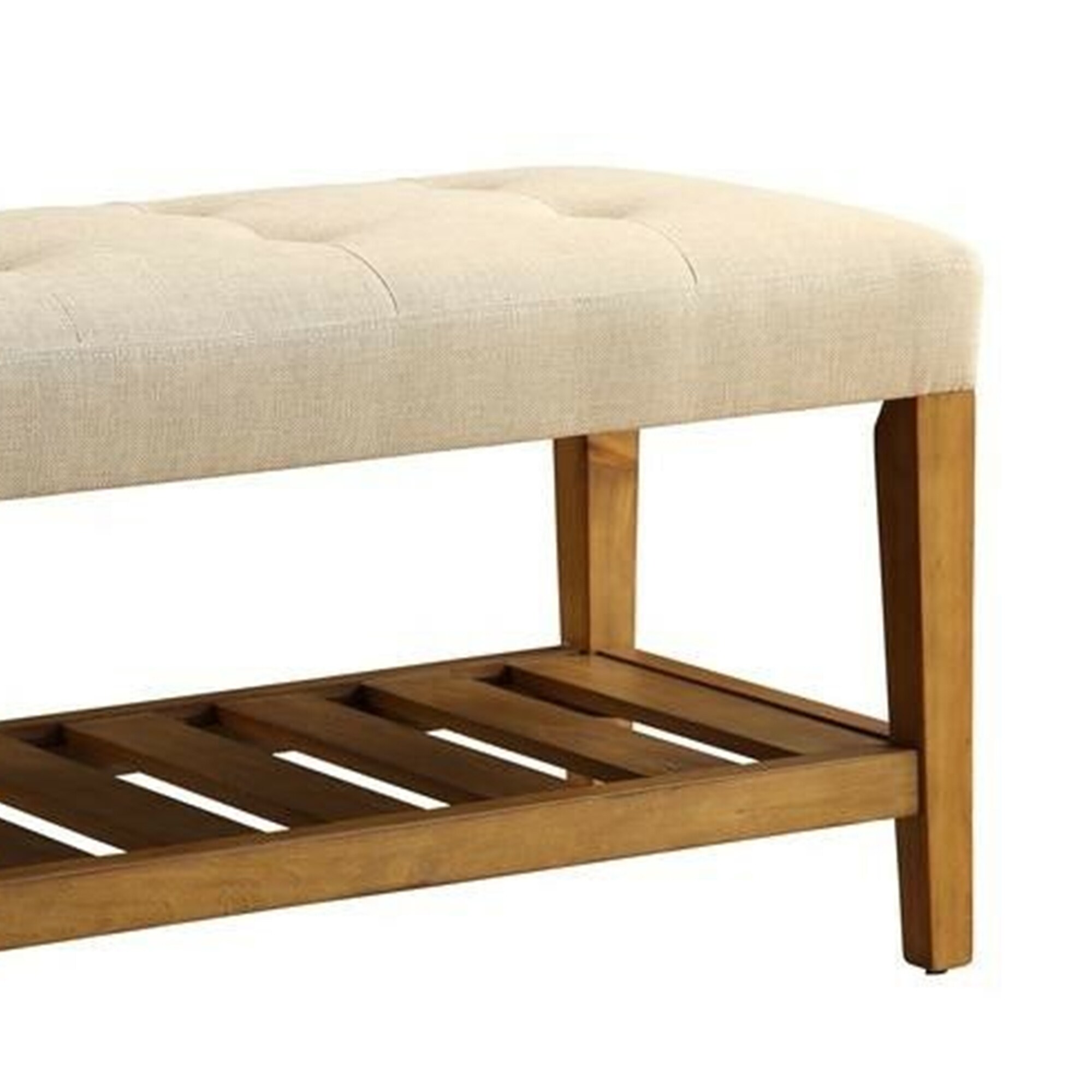 Benzara Modern Beige and Brown Accent Bench with Storage 16-in x 40-in ...