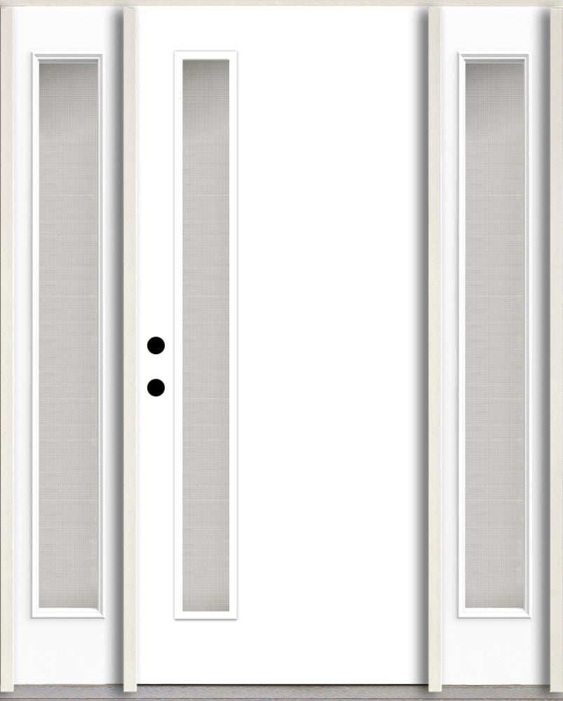 RELIABILT LO1062414 Spotlights 60-in x 80-in x 4-5/8-in Fiberglass 1/4 lite Right-hand inswing Primed Unfinished Prehung Front Door with Sidelights Insulating core