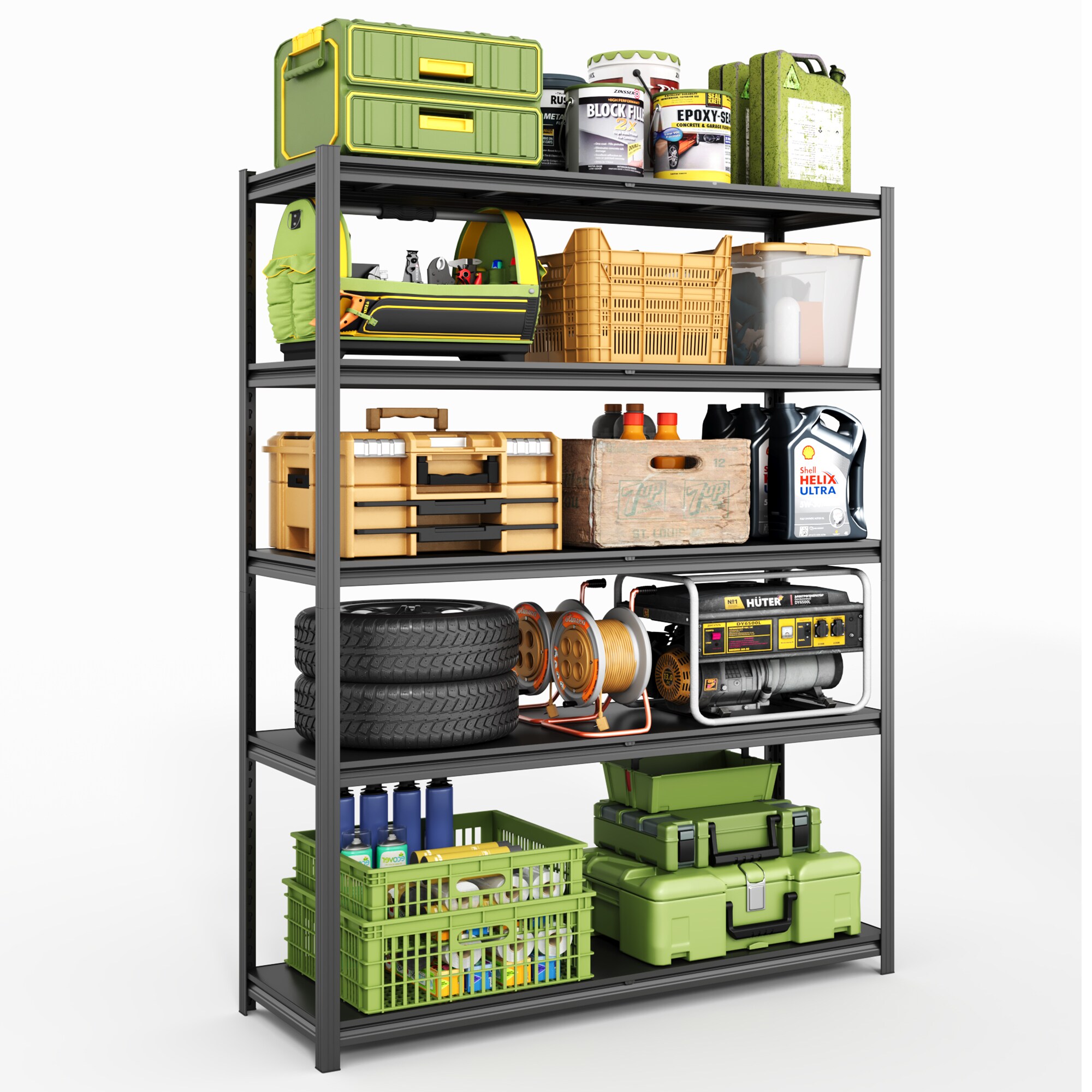 Stowcraft 5-Tier Black 48 in W x 72 in H x 18 in D Concealed-Post Metel Shelving Unit