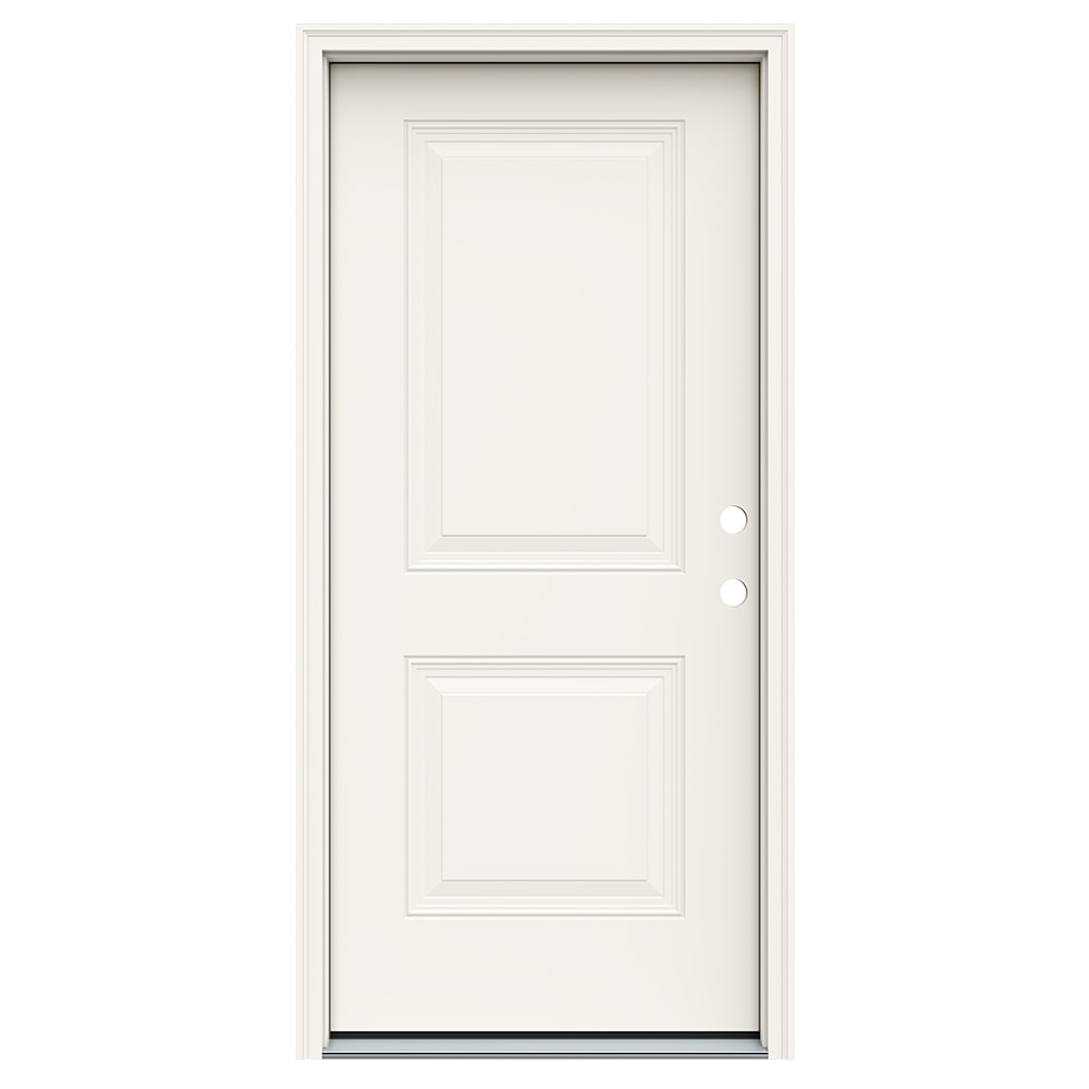 JELD-WEN JWPRO249900029 36-in x 80-in x 4-9/16-in Steel No glass Left-hand inswing Primed Prehung Front Door with Brickmould Insulating core