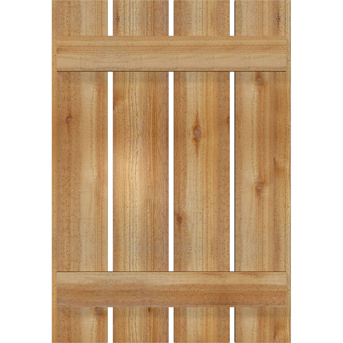 Ekena Millwork RBS06S23X033RWR 23-in W x 33-in H Unfinished Paintable/Stainable Board and batten Spaced Wood Exterior Shutters ( 2 -Pack )