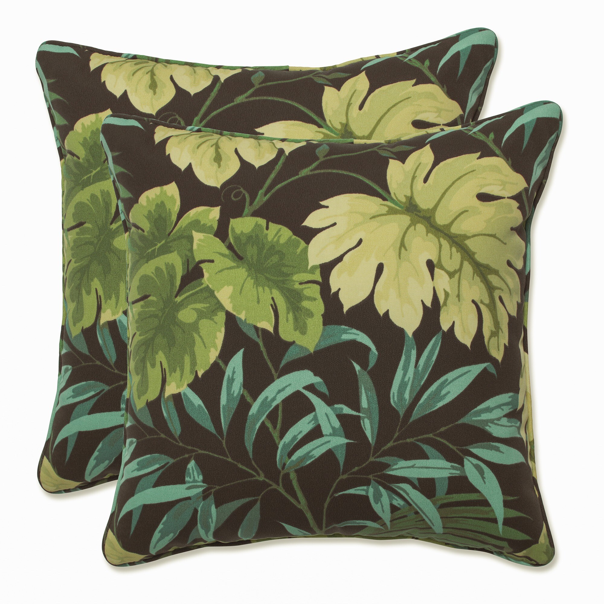 Pillow Perfect 687490 Tropique Peridot 16.5-inch Throw Pillow (Set of 2) 2-Pack Graphic Print Green Square Throw Pillow