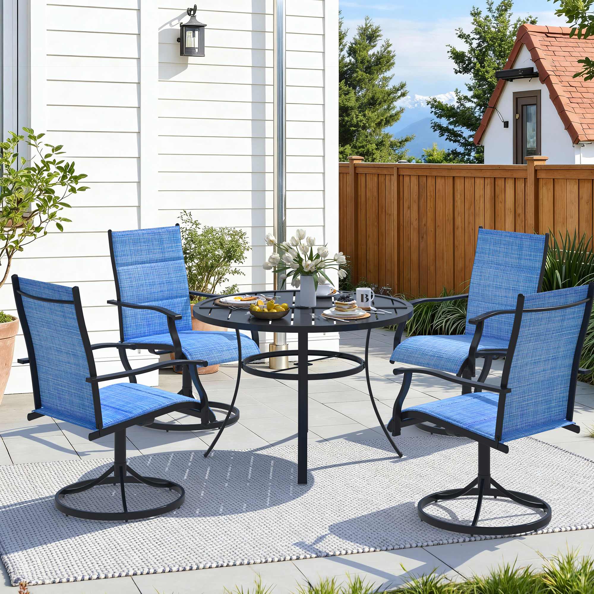 U-HOMY ZXOT001BK+010BU Patio-Dining-Sets - View #4