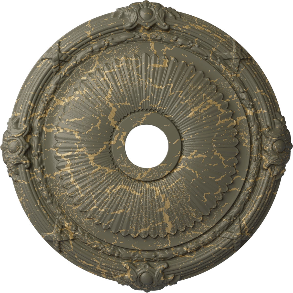Ekena Millwork CM27HEWHC Heaton 27.5-in W x 27.5-in L Painted Witch Hazel Crackle Polyurethane Whole Ceiling Medallion