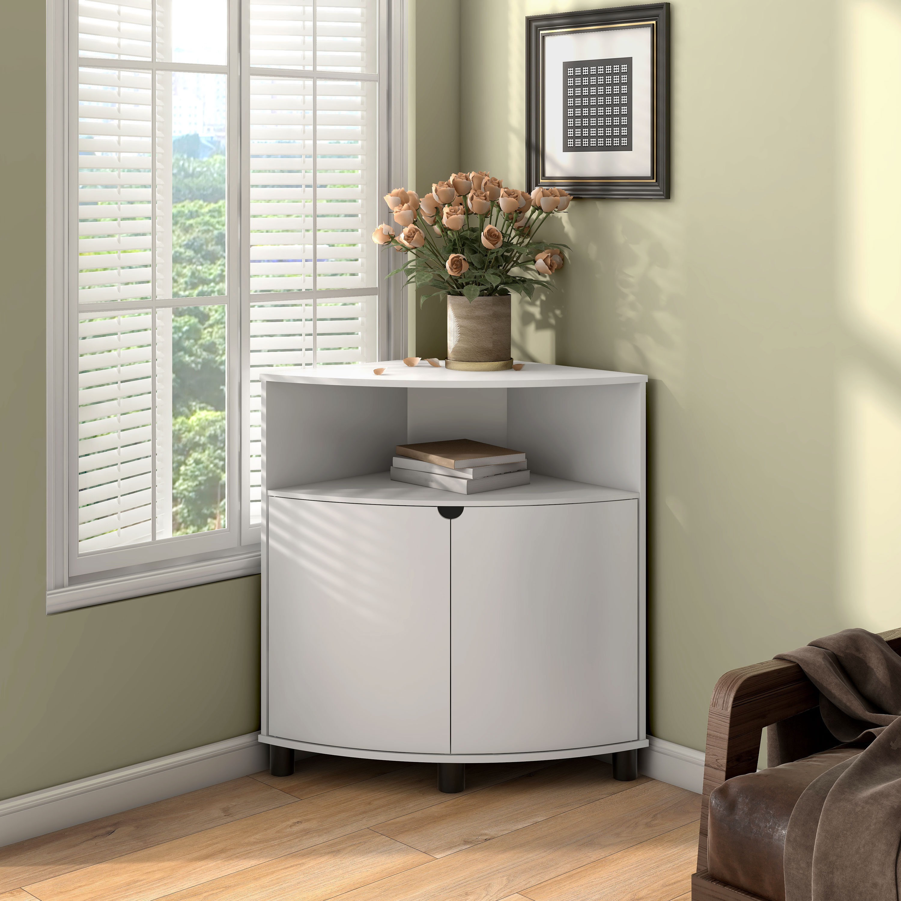 Furniture of America IDI-233208 Leto White Contemporary/Modern MDF Media Cabinet