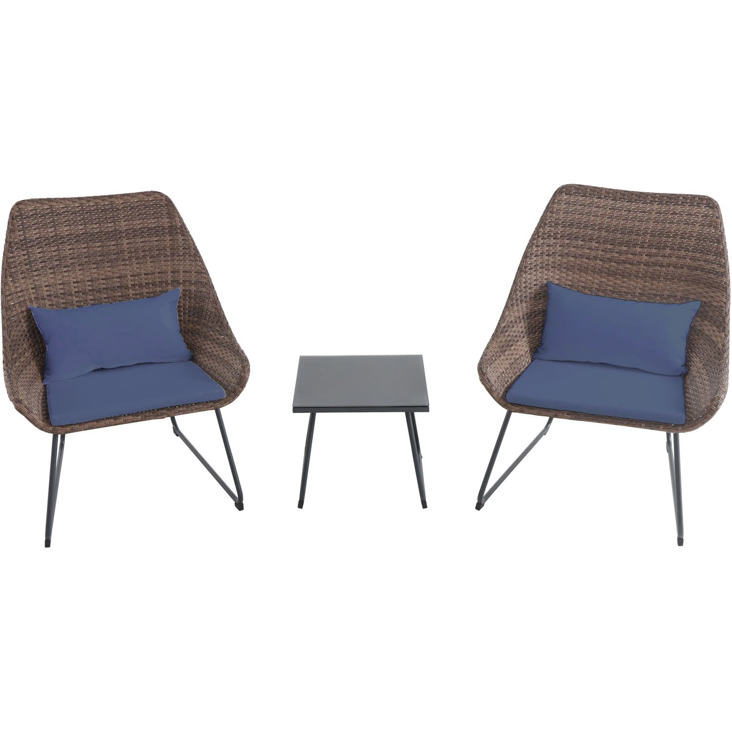 Hanover ACCENT3PC-NVY 3 -Piece Patio Conversation Set with Blue Cushions
