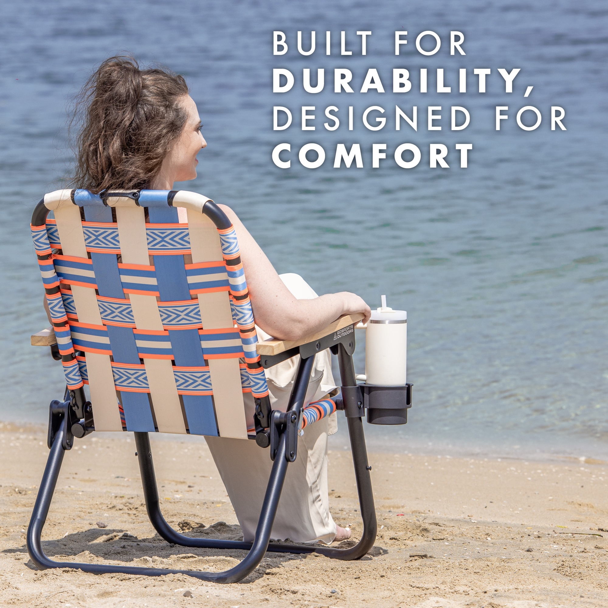 Multicolor Aluminum Folding Beach and Camping Chair with Cushions