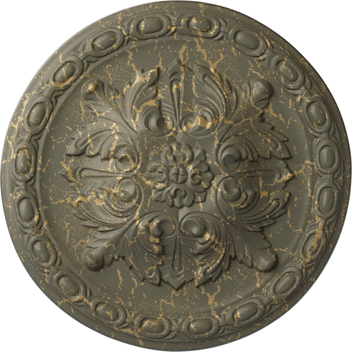 Ekena Millwork CM12STWHC Stockport 11.75-in W x 11.75-in L Painted Witch Hazel Crackle Polyurethane Whole Ceiling Medallion