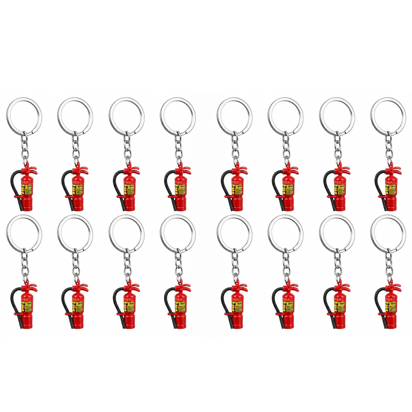 Afoxsos 16 Piece Mini Fire Extinguisher Keychain Set Alloy Tiny Fire Extinguisher Keyrings Pendants Fireman Gifts for Bags Car Keys #LAF0820F430