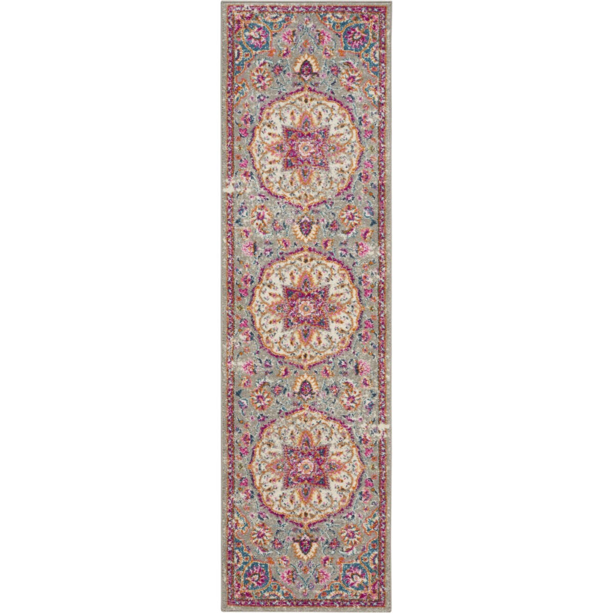 HomeRoots 4000385518 2 x 8 (ft) Polypropylene Grey Multi Rectangular Indoor Runner rug