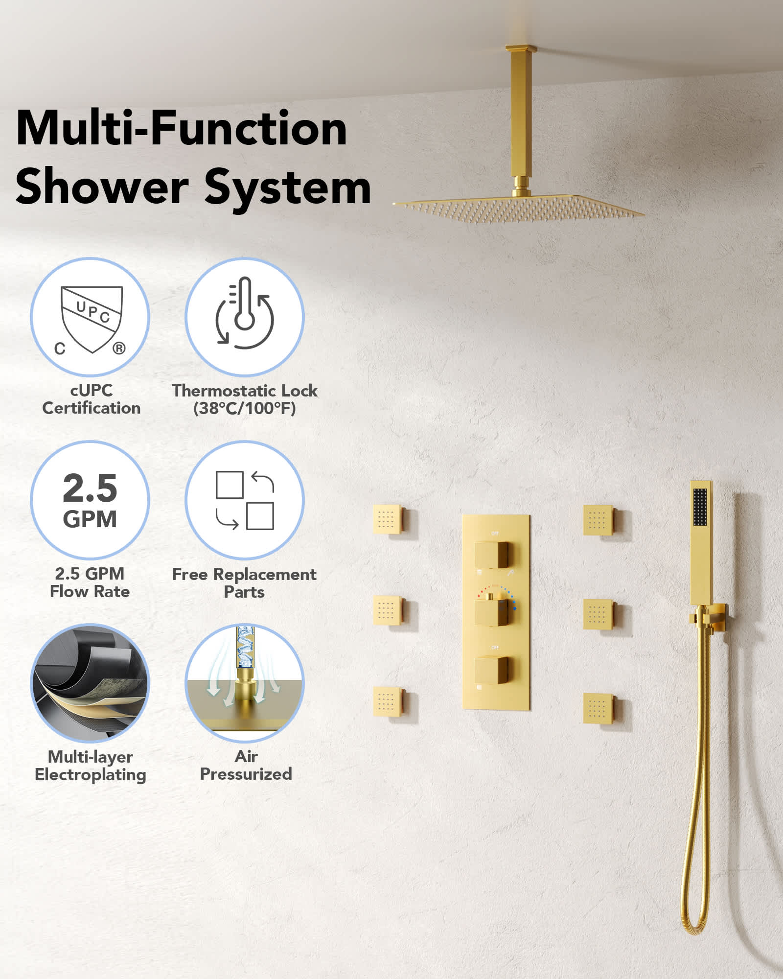 EVERSTEIN SFS1004-GD12 Tub-Shower-Faucets - View #2