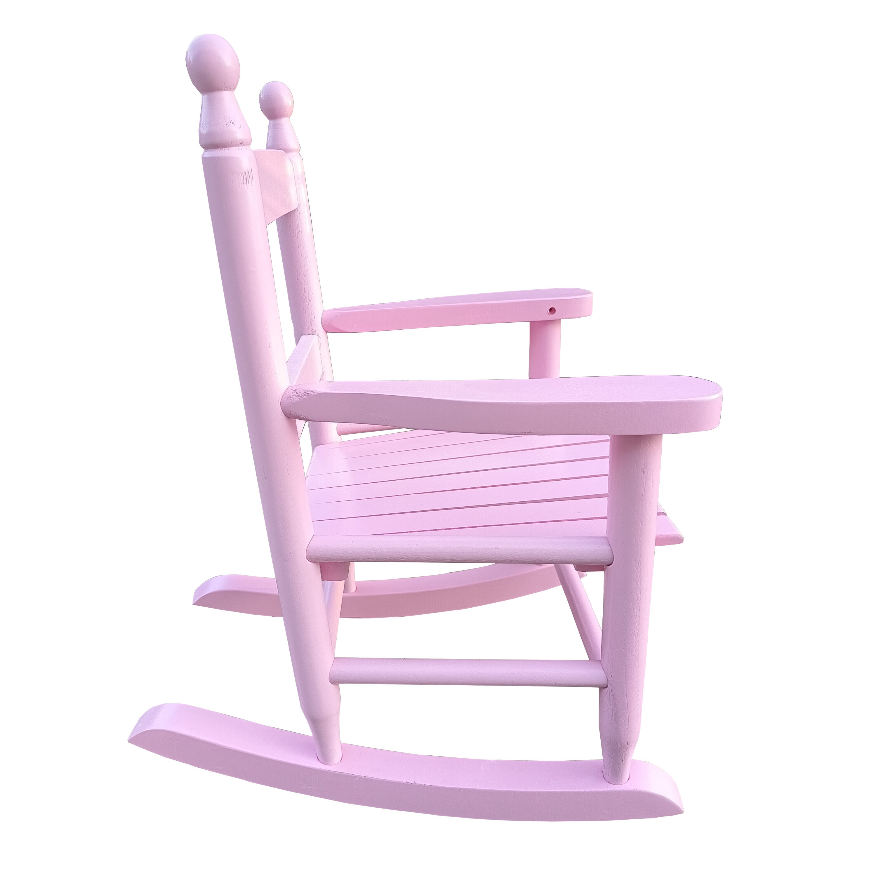 AAZJ Patio Chair Light Pink Wood Frame Rocking Chair with Slat Seat in ...