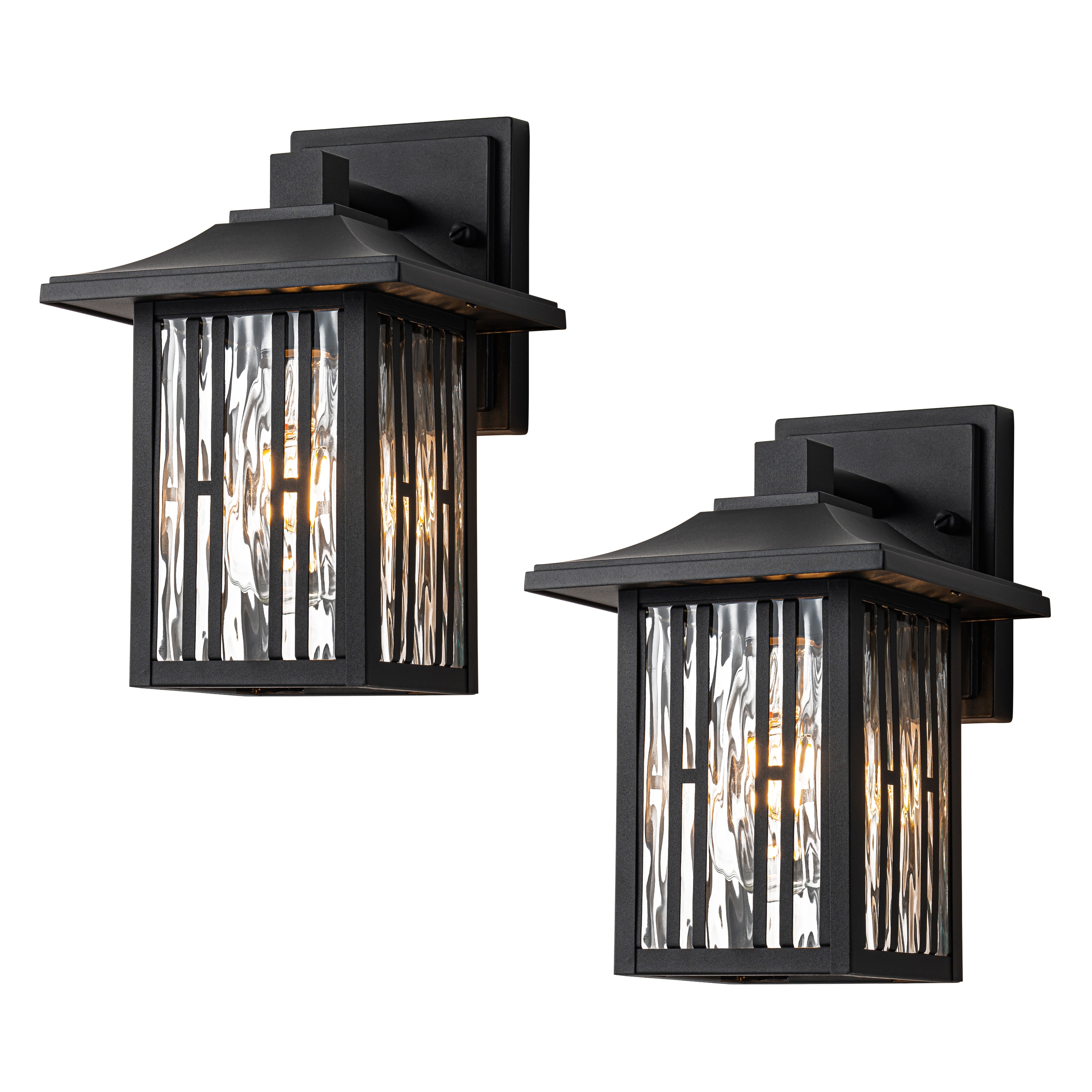 C Cattleya LLA2594-JES-2W 2 -Pack 1 -Light 10-in H Matte Black Hardwired Outdoor Wall Light