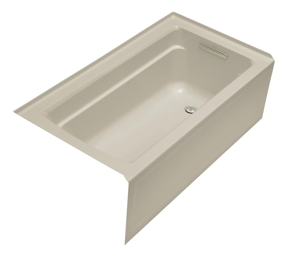 KOHLER 1123-RA-G9 Archer 32-in x 60-in Sandbar Acrylic Alcove Soaking Bathtub (Right Drain)