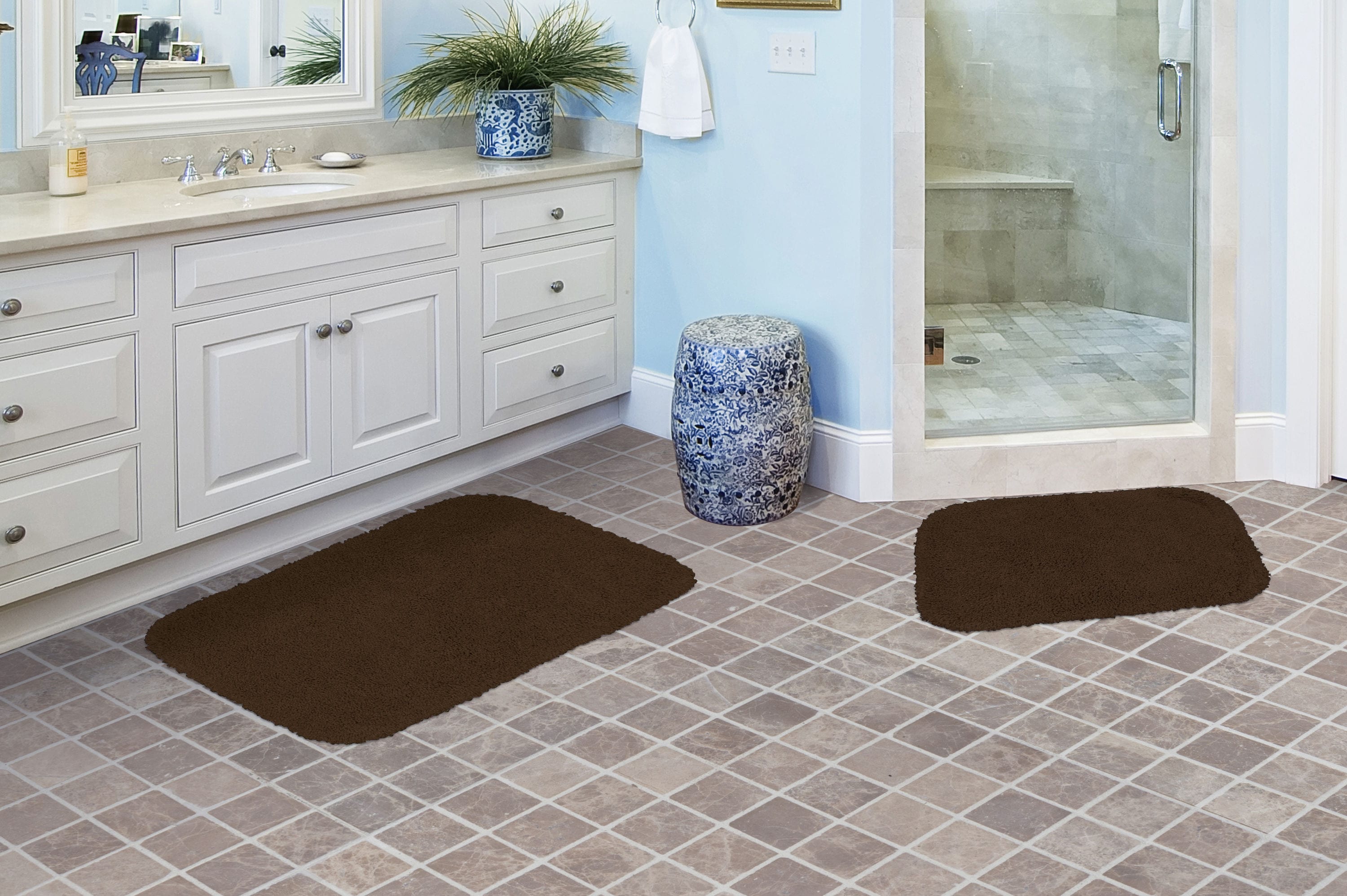 Garland Rug BA100W2P04J5 Serendipity 21-in x 34-in Chocolate Nylon Bath mat set