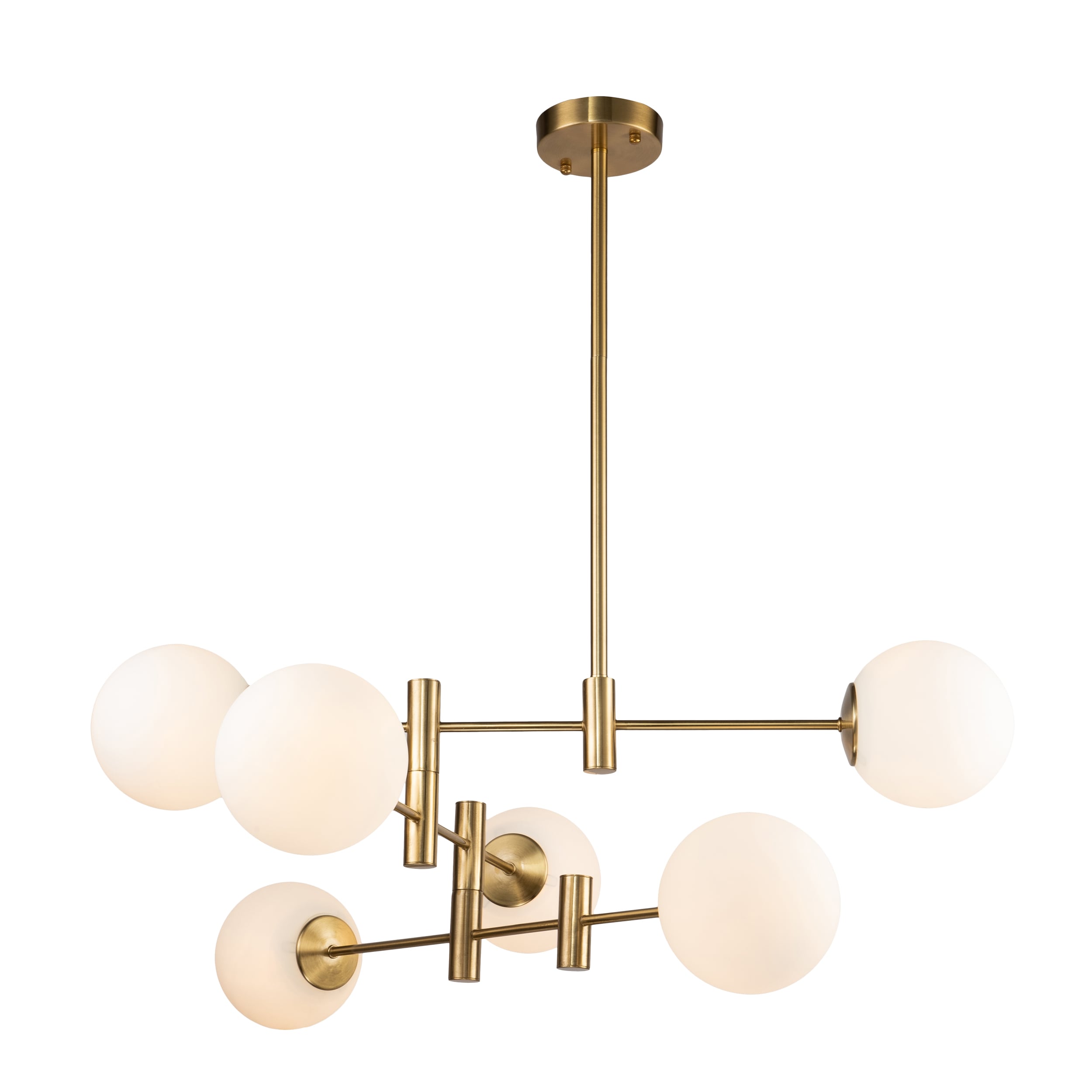 Gideon Antique Gold Frame Chandelier with White Glass Spheres