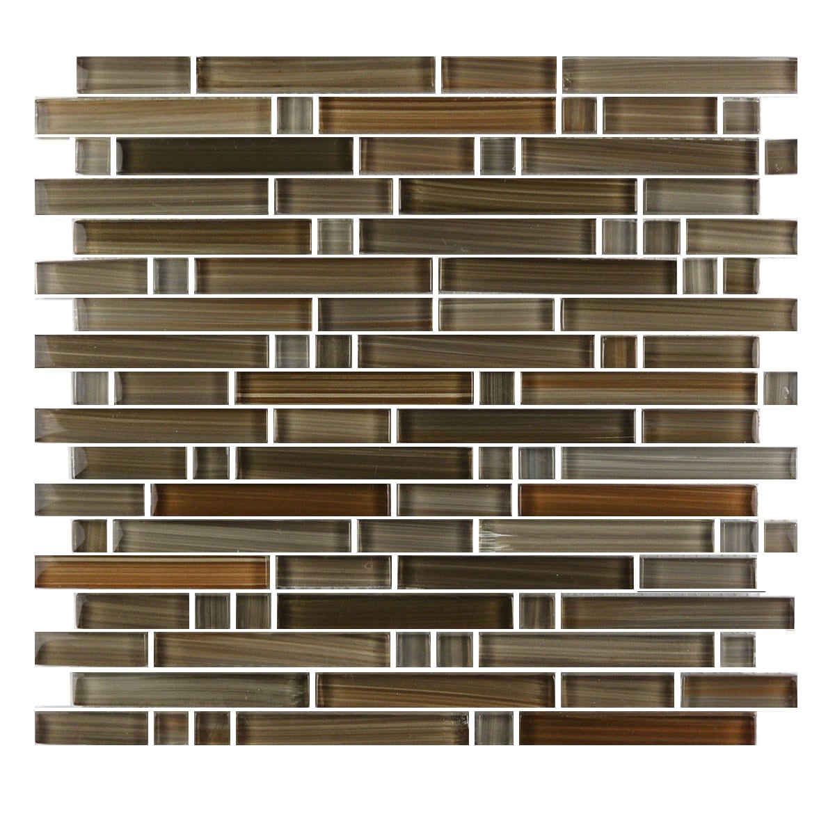 Abolos LWSHDCLNR-SF Handicraft II Green 12-in x 12-in Glossy Glass Brick look Mosaic Wall Tile ( 9.09-sq ft Carton
