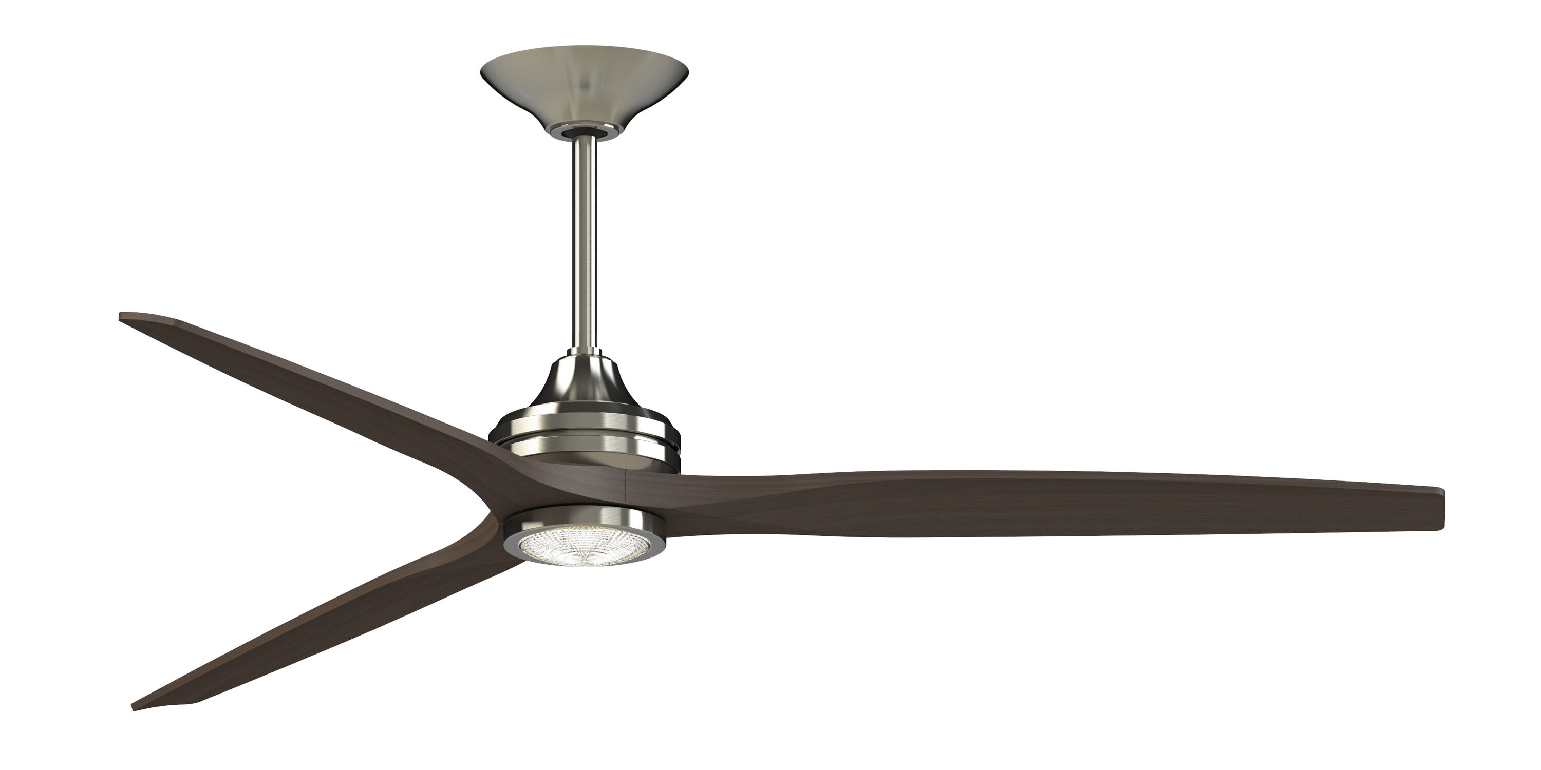 Fanimation Spitfire 72-in Brushed Nickel with Dark Walnut Blades Color-changing Integrated LED Indoor/Outdoor Smart Propeller Ceiling Fan with Light -  FPD6721BBN-72DWA-LK