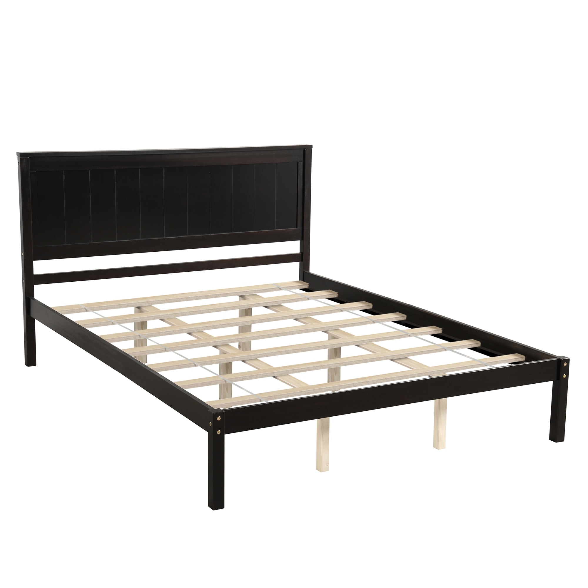 Qualler Espresso Queen Wood Platform Bed at Lowes.com