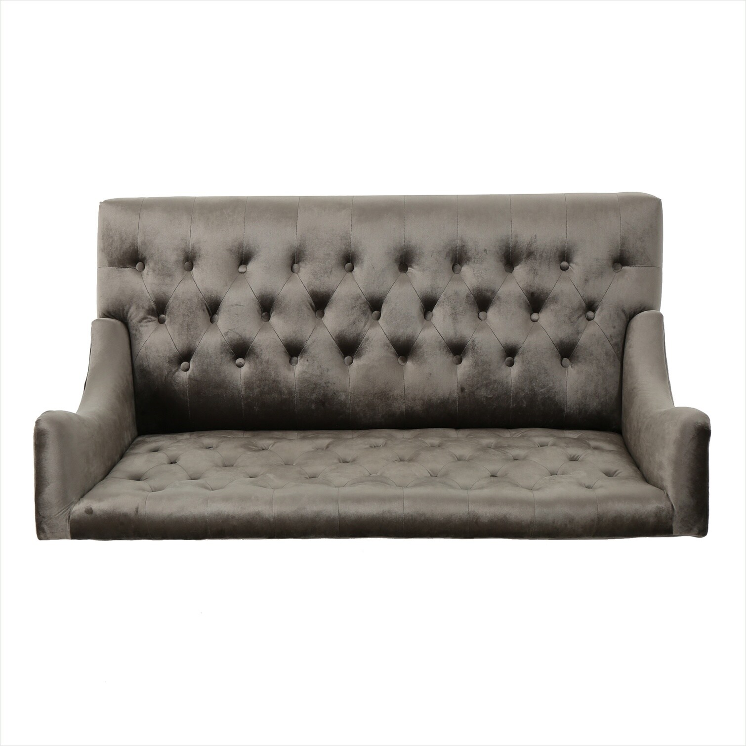 Naturefalls Velvet loveseat in cool gray with wingback design and ...