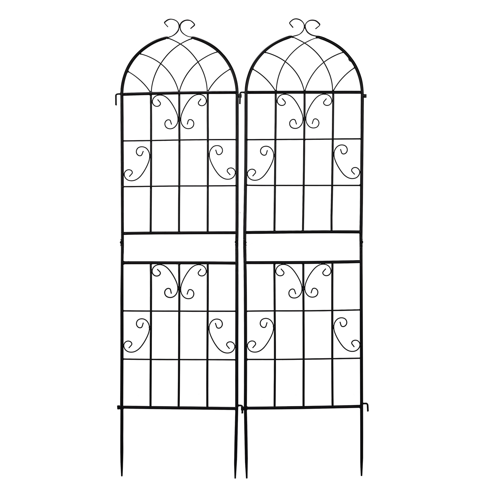 Outopee Trellis Panel 32.3-in W x 61-in H Black Iron Fence Garden Trellis For Climbing Plants For Cucumbers For Roses For Tomatoes 2 -Pack