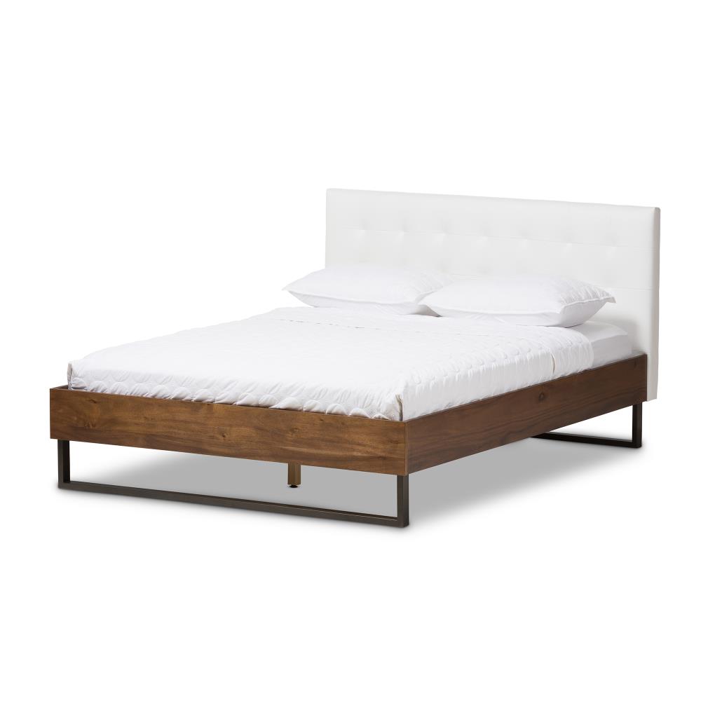 Baxton Studio Mitchell White Queen Composite Upholstered Bed in