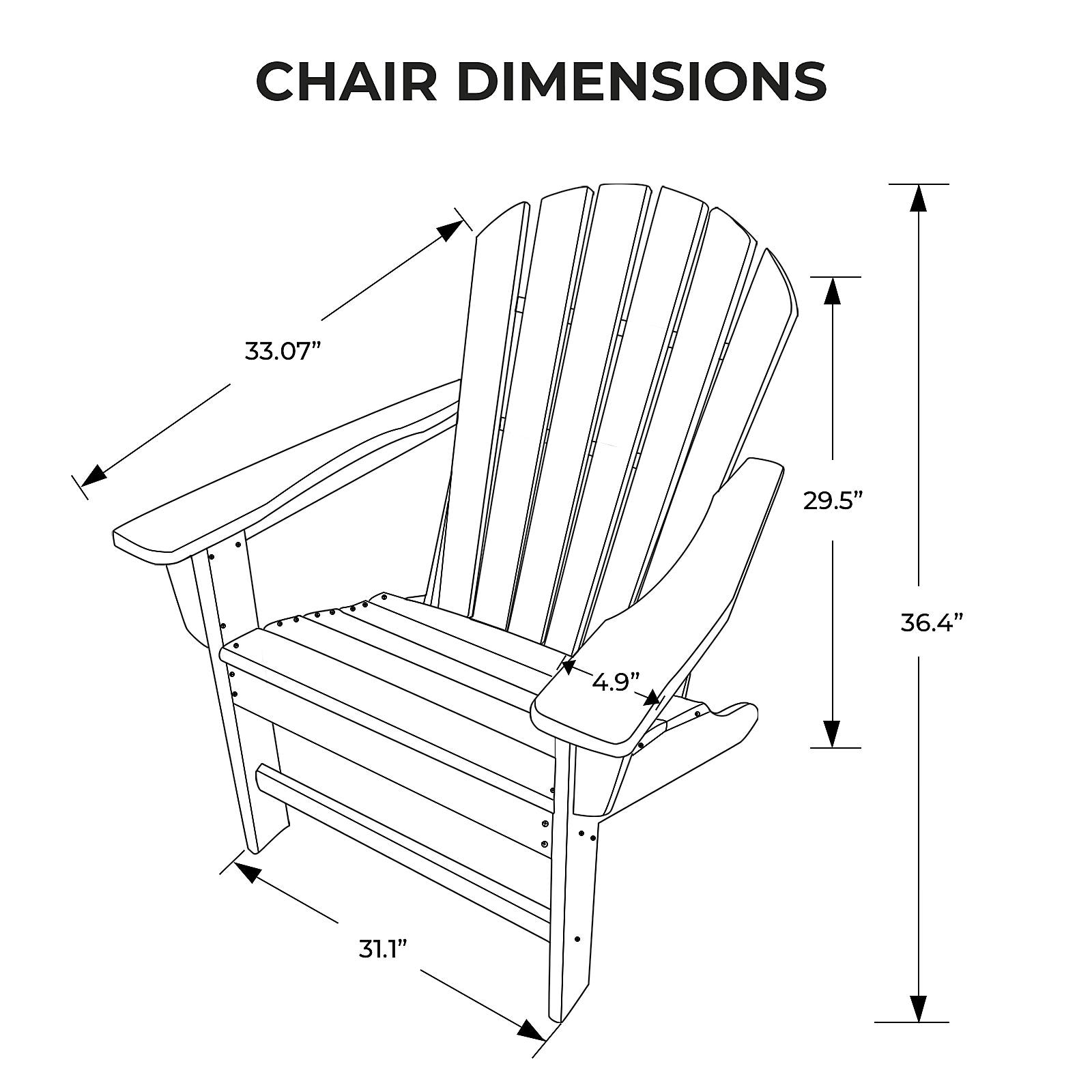 Bayfeve Patio Chairs Dark Brown Hdpe Frame Stationary Adirondack Chair