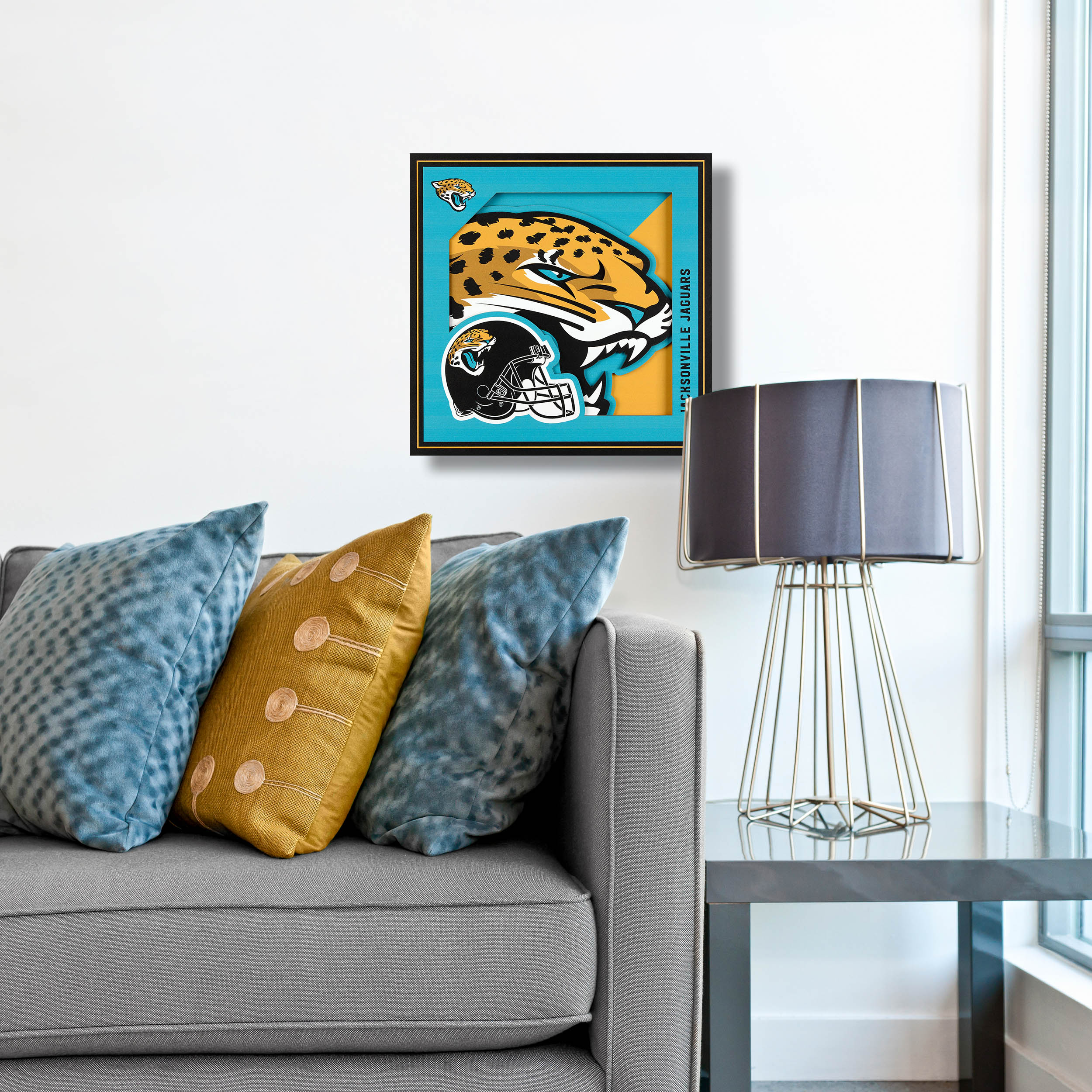 StadiumViews Jacksonville Jaguars Youthefan Team Colors Floater Frame 32-in  H x 8-in W Sports 3D Art in the Wall Art department at