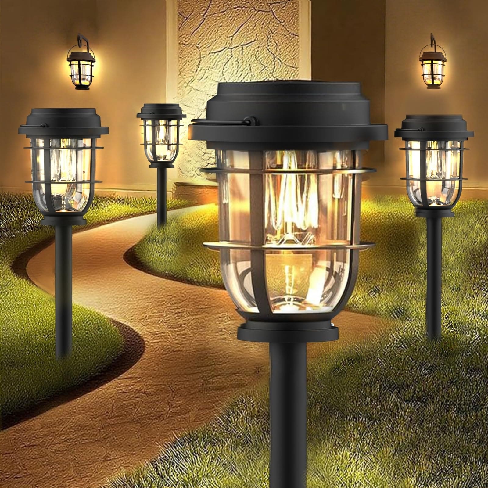 Vrbgify  Solar Pathway Lights Outdoor 8 pack Waterproof IP65 Warm White 3000K Garden Yard Walkway Landscape Pool Multi Use Stake Tabletop Hanging