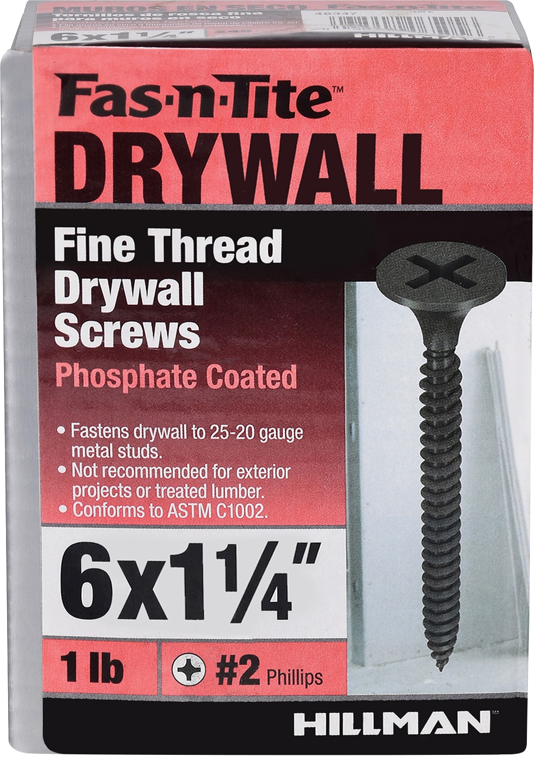 Fas-n-Tite 48347 #6 x 1-1/4-in Bugle Fine Thread Drywall Screws 1-lb ( 245 -Pack )