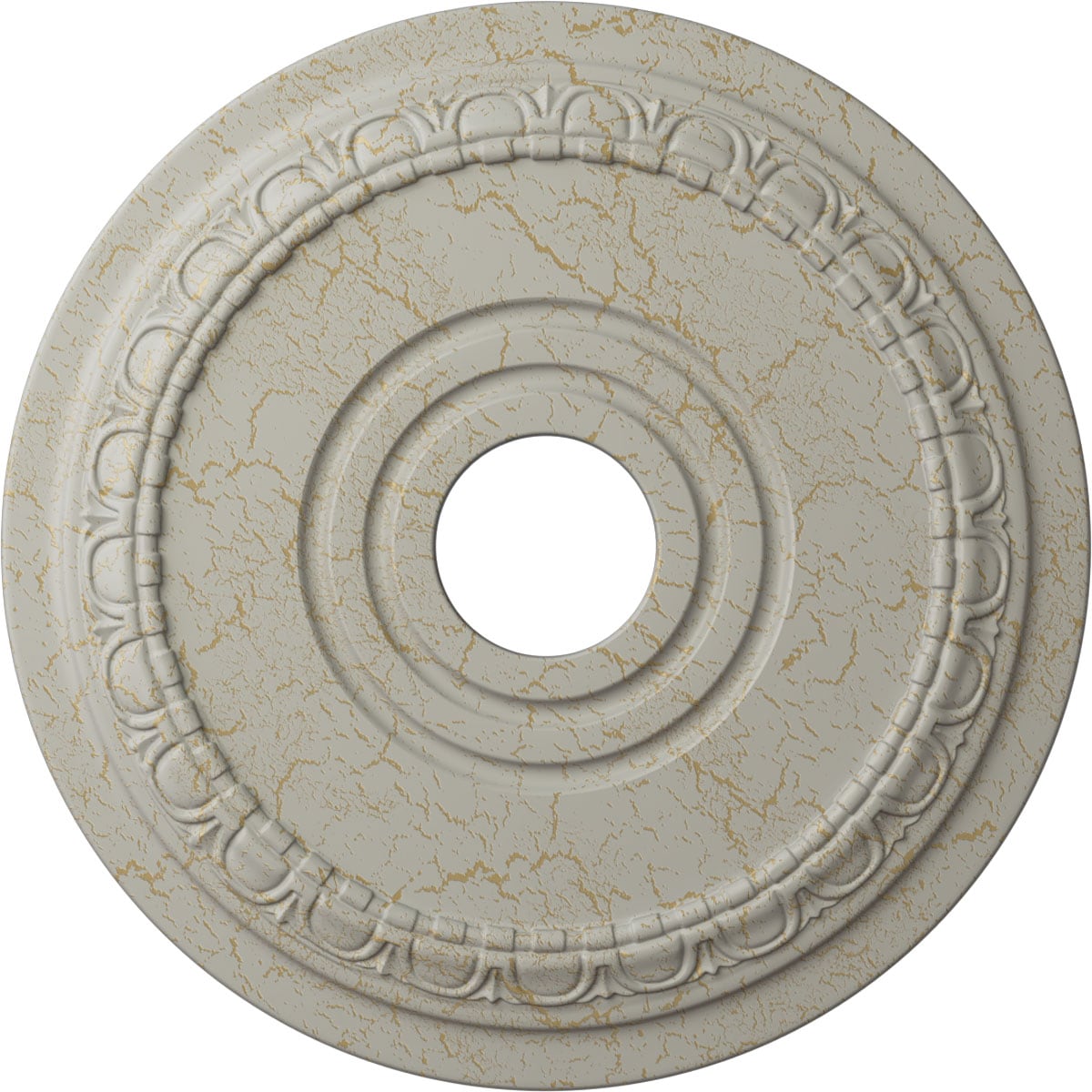 Ekena Millwork CM17MUPCC Munich 17.5-in W x 17.5-in L Painted Pot Of Cream Crackle Polyurethane Whole Ceiling Medallion