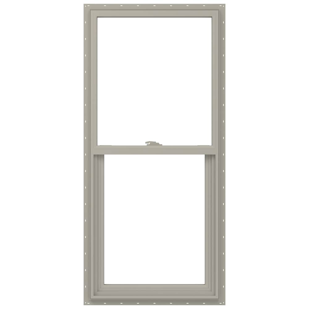 JELD-WEN LOWOLJW143800860 V-2500 29-1/2-in x 47-1/2-in Desert Sand Exterior Vinyl New construction Single Hung Window Low-E argon Double Pane Glass (Full Screen Included)