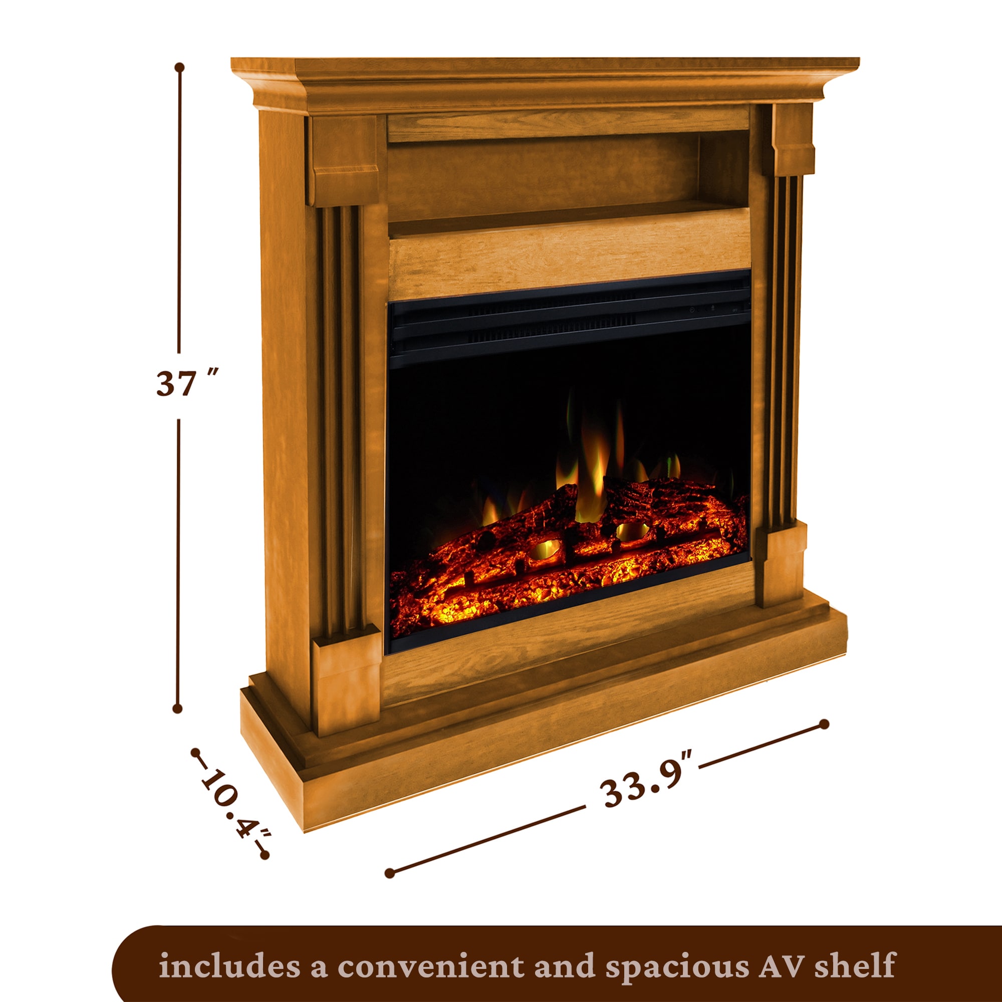 Cambridge 33.9-in W Teak Free Standing Fan-forced Flat Wall Electric ...