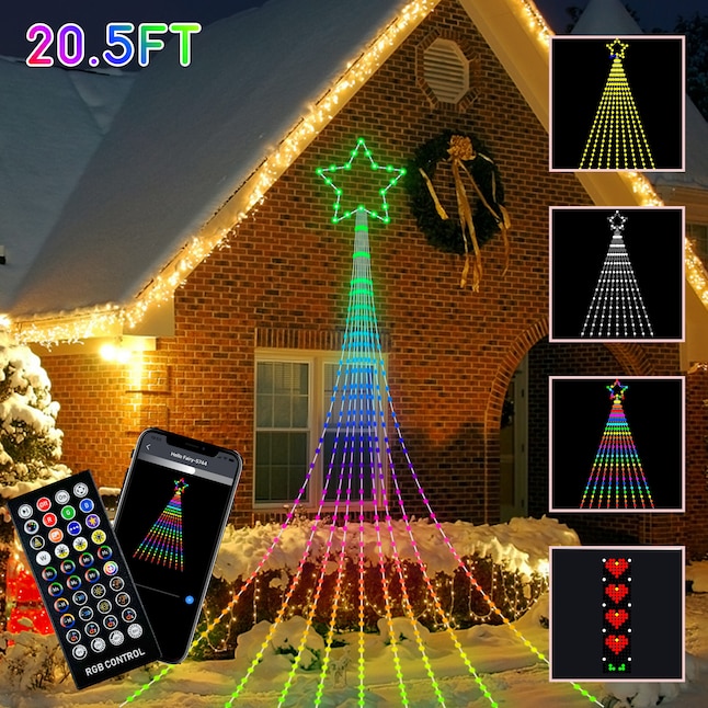 Christmas Tree RGB IC Star Waterfall String Lights Smart Bluetooth APP  Remote Control Home Holiday Decor Fairy Lights Music Sync