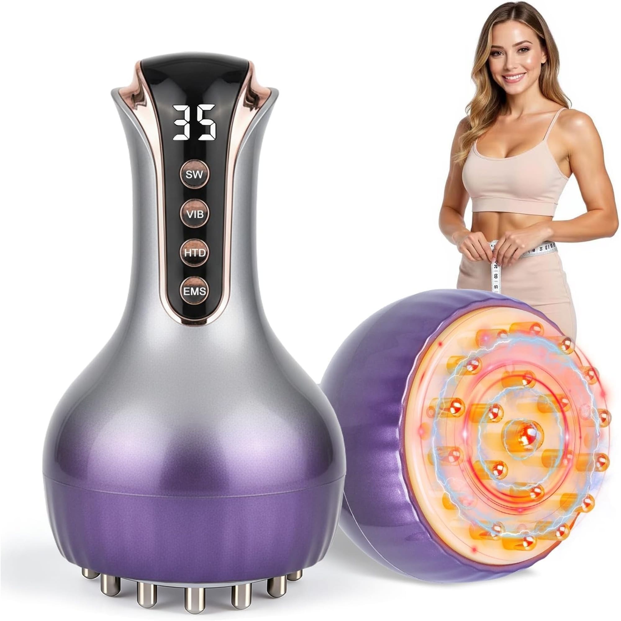 Angel Sar - 4 in 1 Lymphatic Drainage Massager and Cellulite Massage Tool with 35 Speed Fascia Bl...
