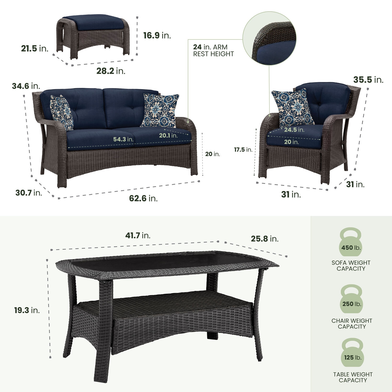 Hanover STRATHMERE6PCNVY Patio-Conversation-Sets - View #7