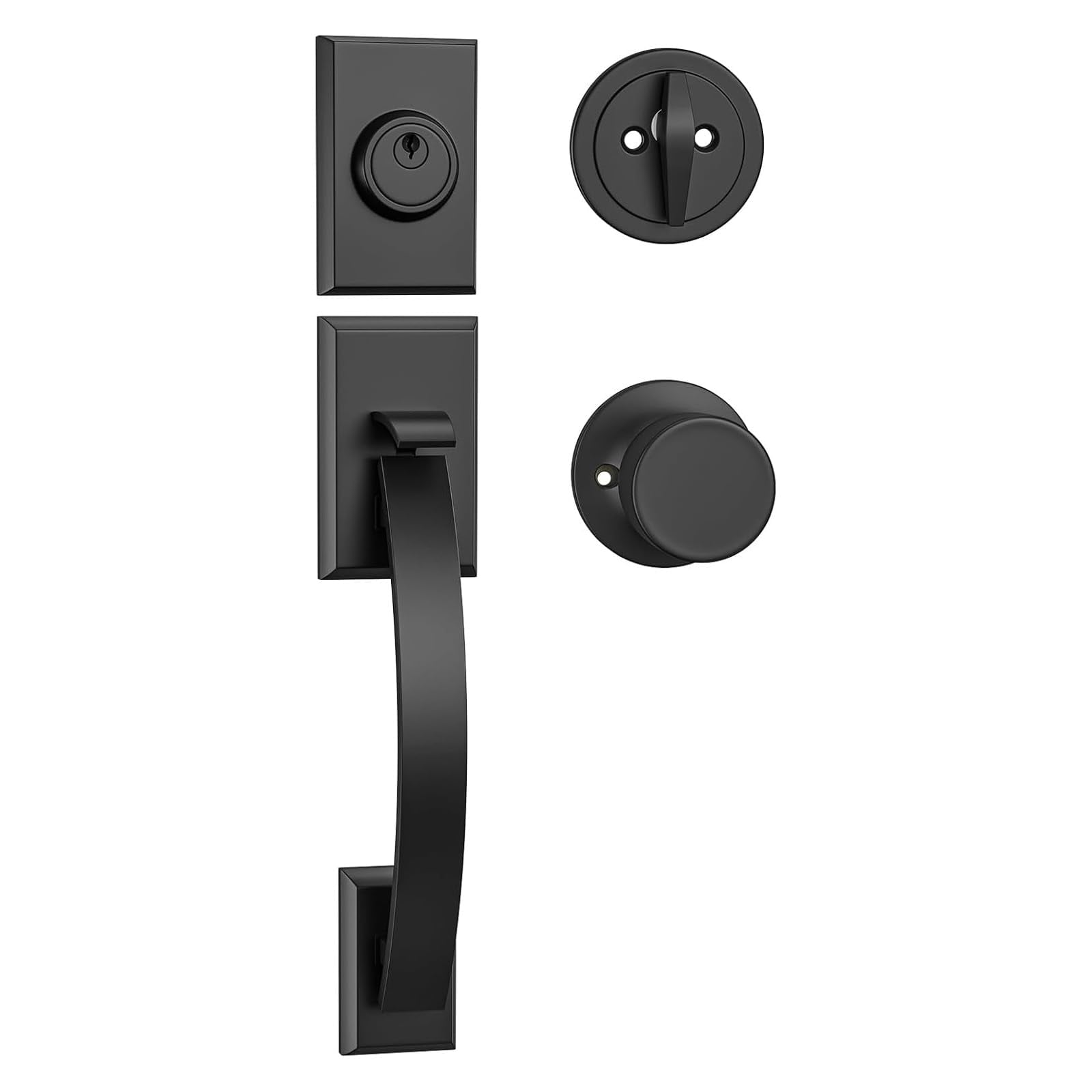AKSCYZM  Front Door Handle and Deadbolt Set Single Cylinder Exterior Lock with Interior Knob Reversible for Right and Left Handed in Oil Rubbed