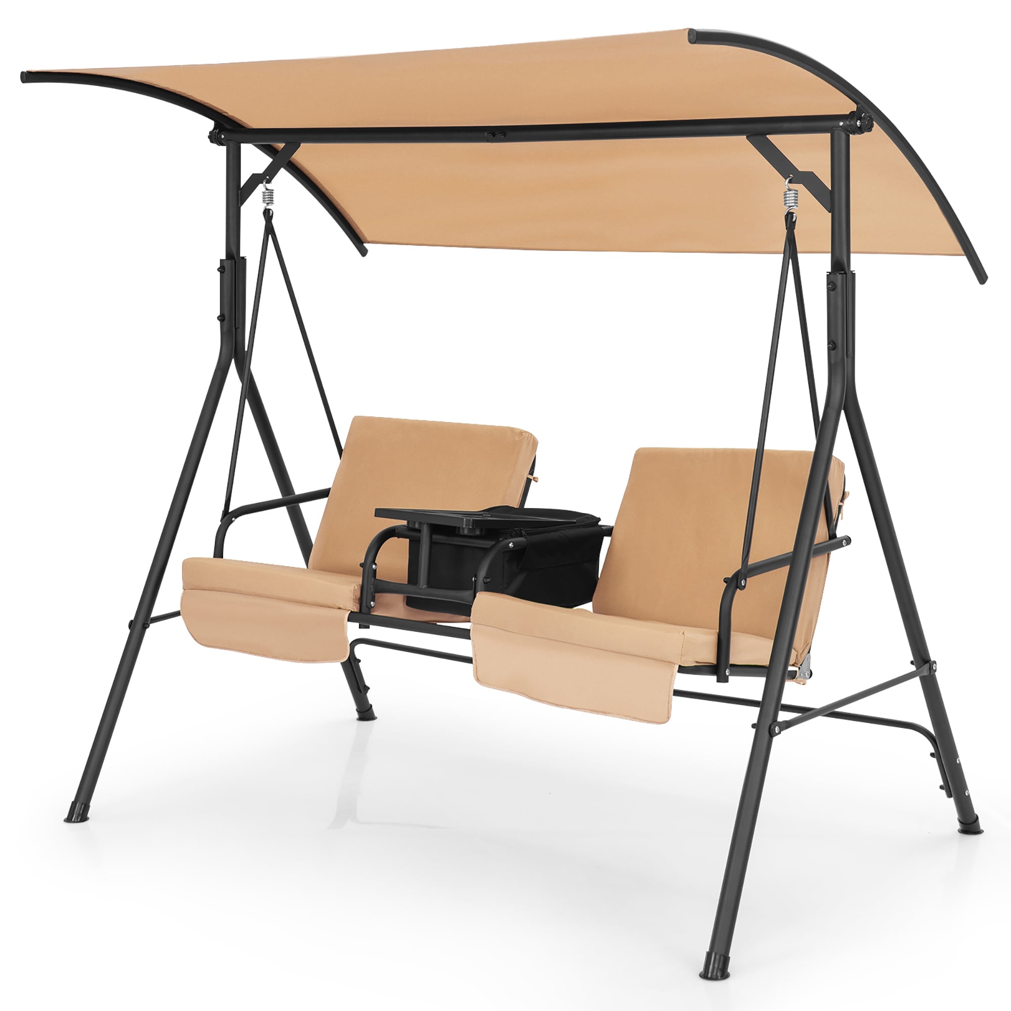 Costway NP10493BN Brown Plastic and Metal Flat Swing